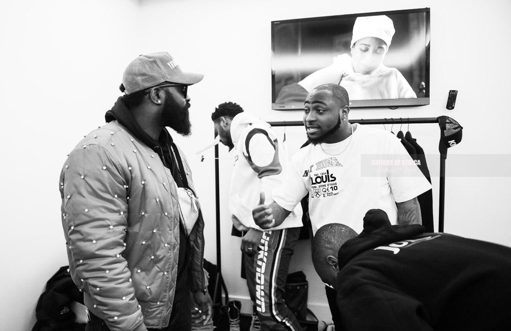 London, UK. 27th January, 2019. Davido with Smade the promoter of his show in his dressing room, before his live performance at The 02 Arena. Photographed Michael Tubes.
