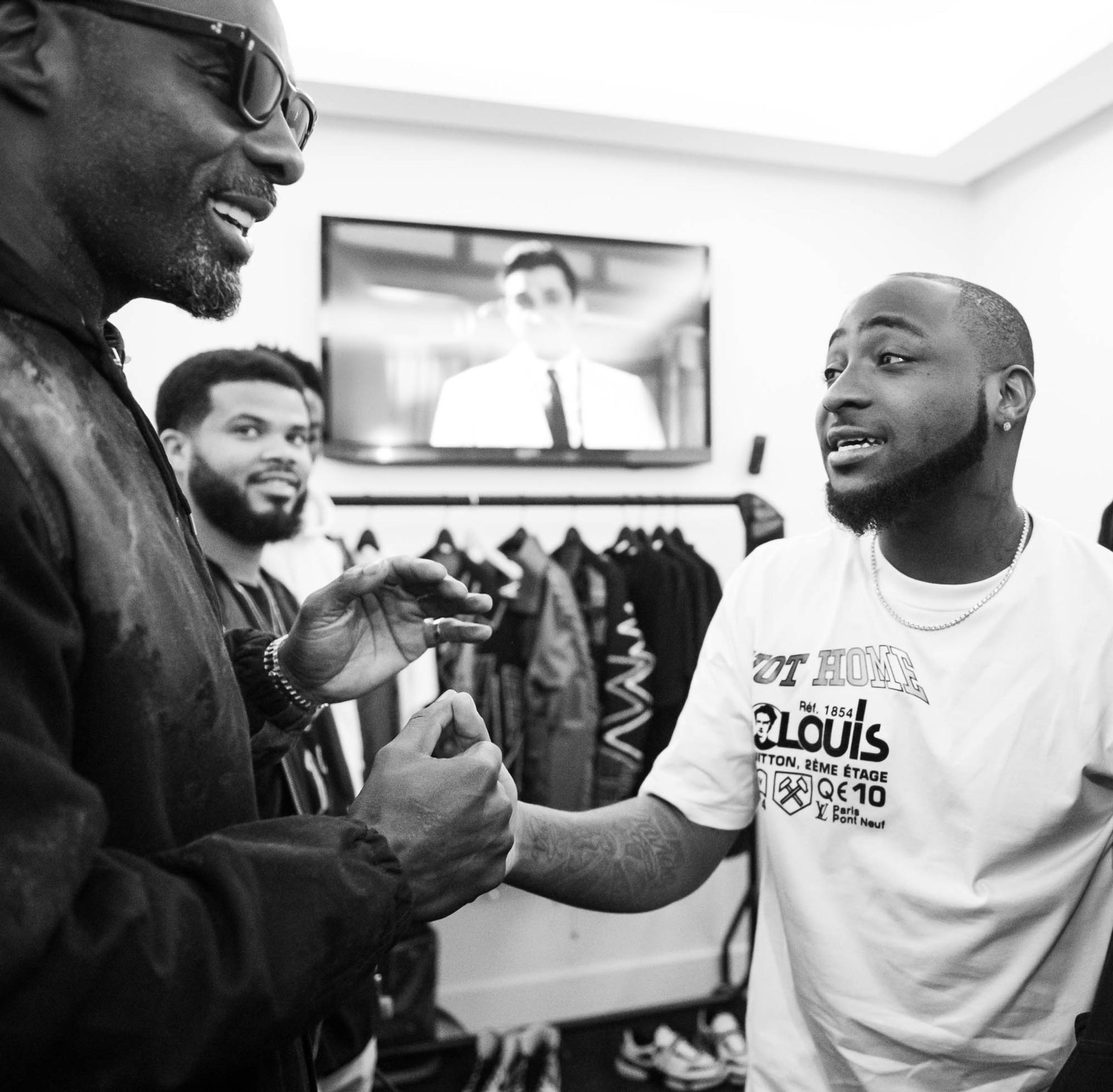 London, United Kingdom. 27th January 2019. Idris Elba with Davido in his dressing room before his concert at the 02 arena. Photographed by Michael Tubes.
