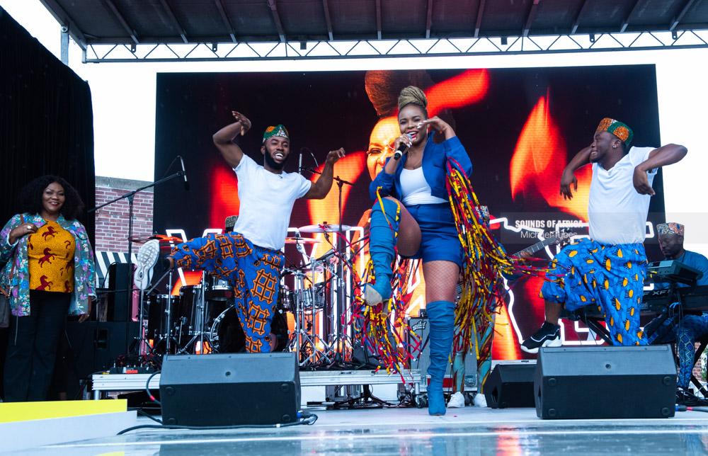 New York, USA. 9th September, 2018. Yemi Alade’s mum watched her daughter perform for the first time on international stage. Photographed Michael Tubes.