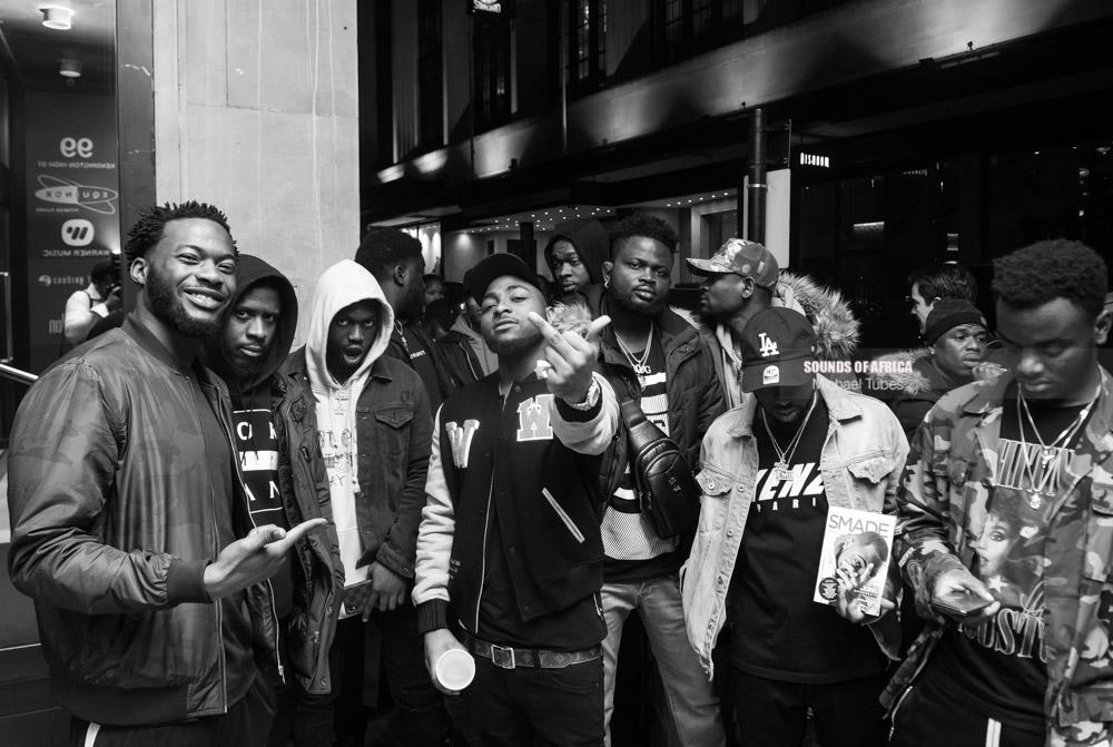 London, UK. 13th February, 2018. Davido leaving with his HKN gang after his tour press conference at Sony UK office. Photographed Michael Tubes.