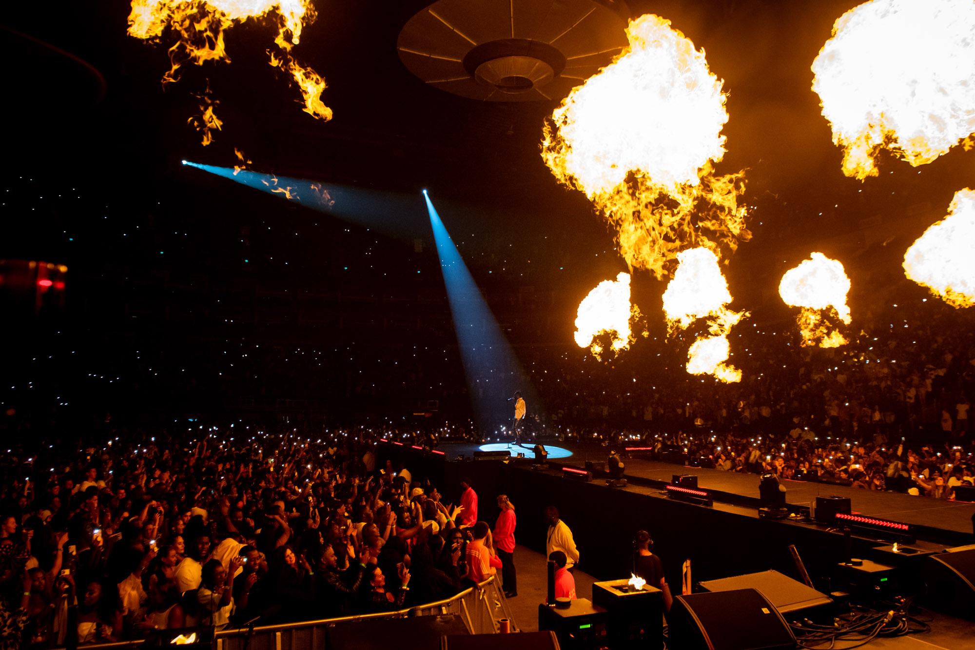 London, UK. 27th August 2021. Burna Boy performing Live at 02 Arena. Photographed by Michael Tubes