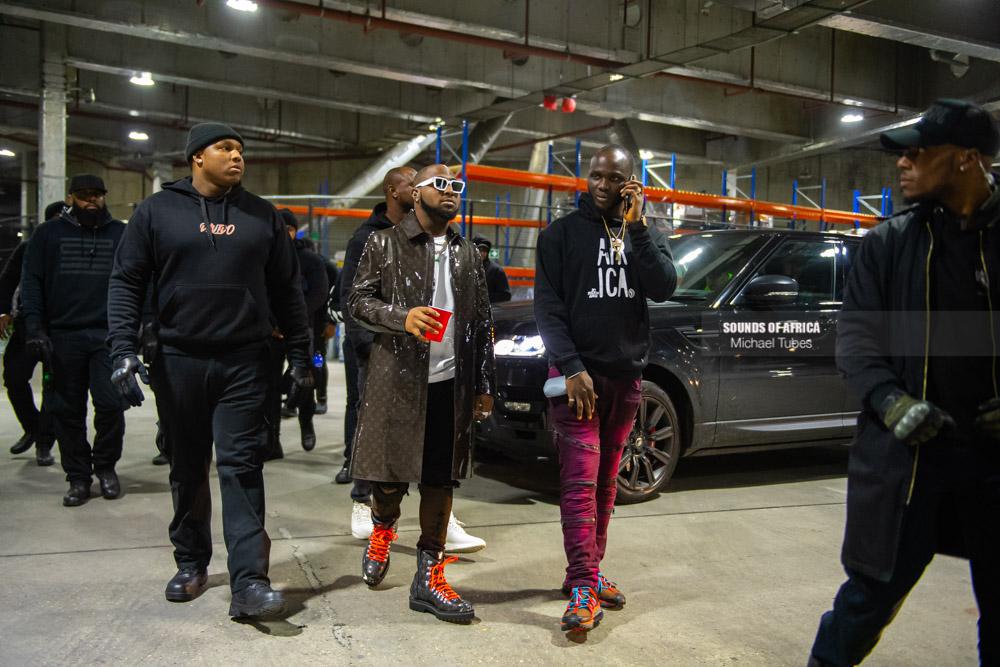 London, UK. 27th January, 2019. Backstage: Davido with his body guards at the backsatge before his live performance at The 02 Arena. Photographed Michael Tubes.