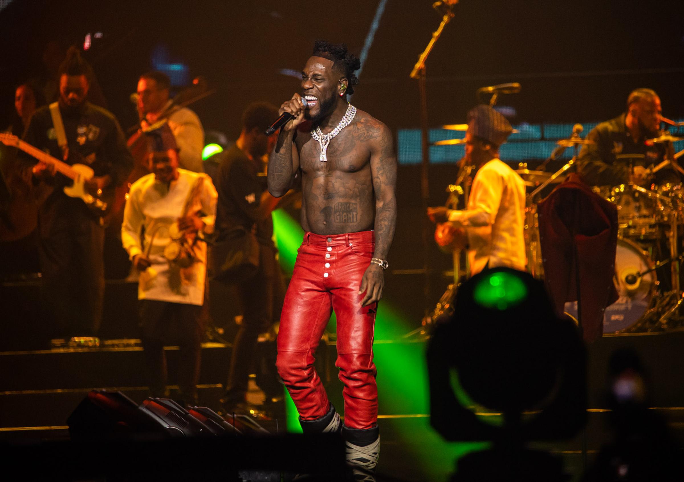 London, UK. 27th August 2021. Burna Boy performing Live at 02 Arena. Photographed by Michael Tubes