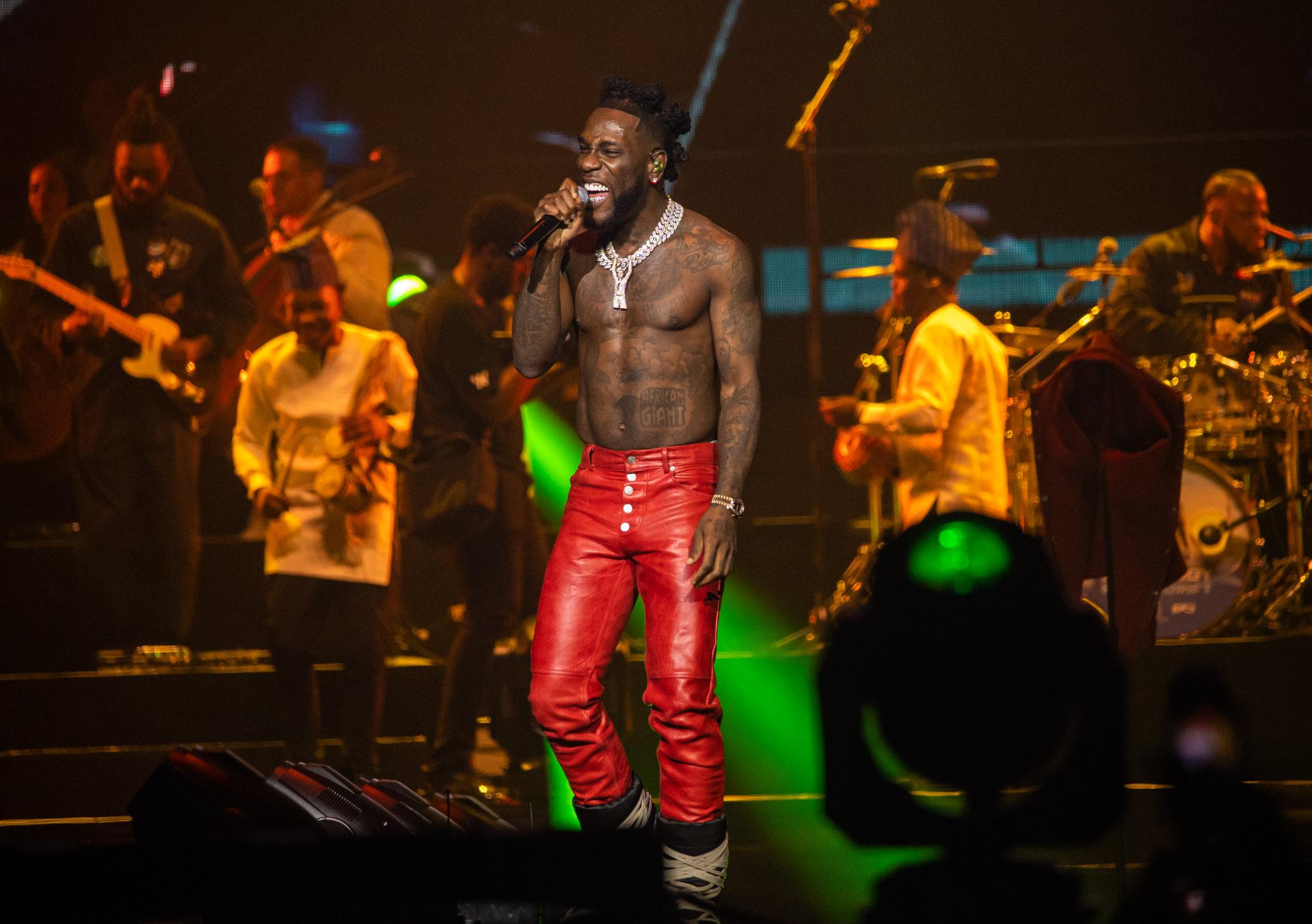 London, UK. 27th August 2021. Burna Boy performing Live at 02 Arena. Photographed by Michael Tubes