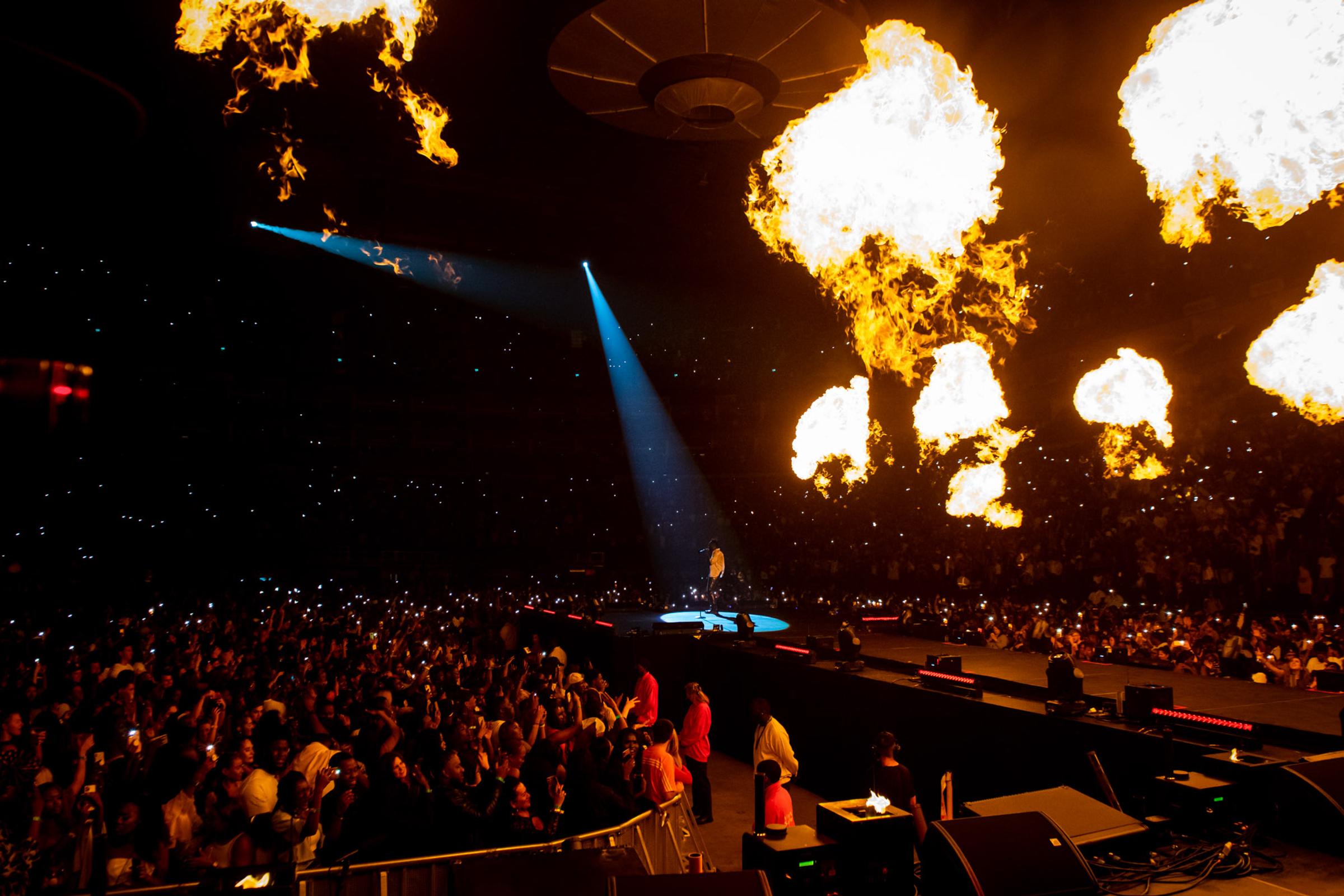 London, UK. 27th August 2021. Burna Boy performing Live at 02 Arena. Photographed by Michael Tubes