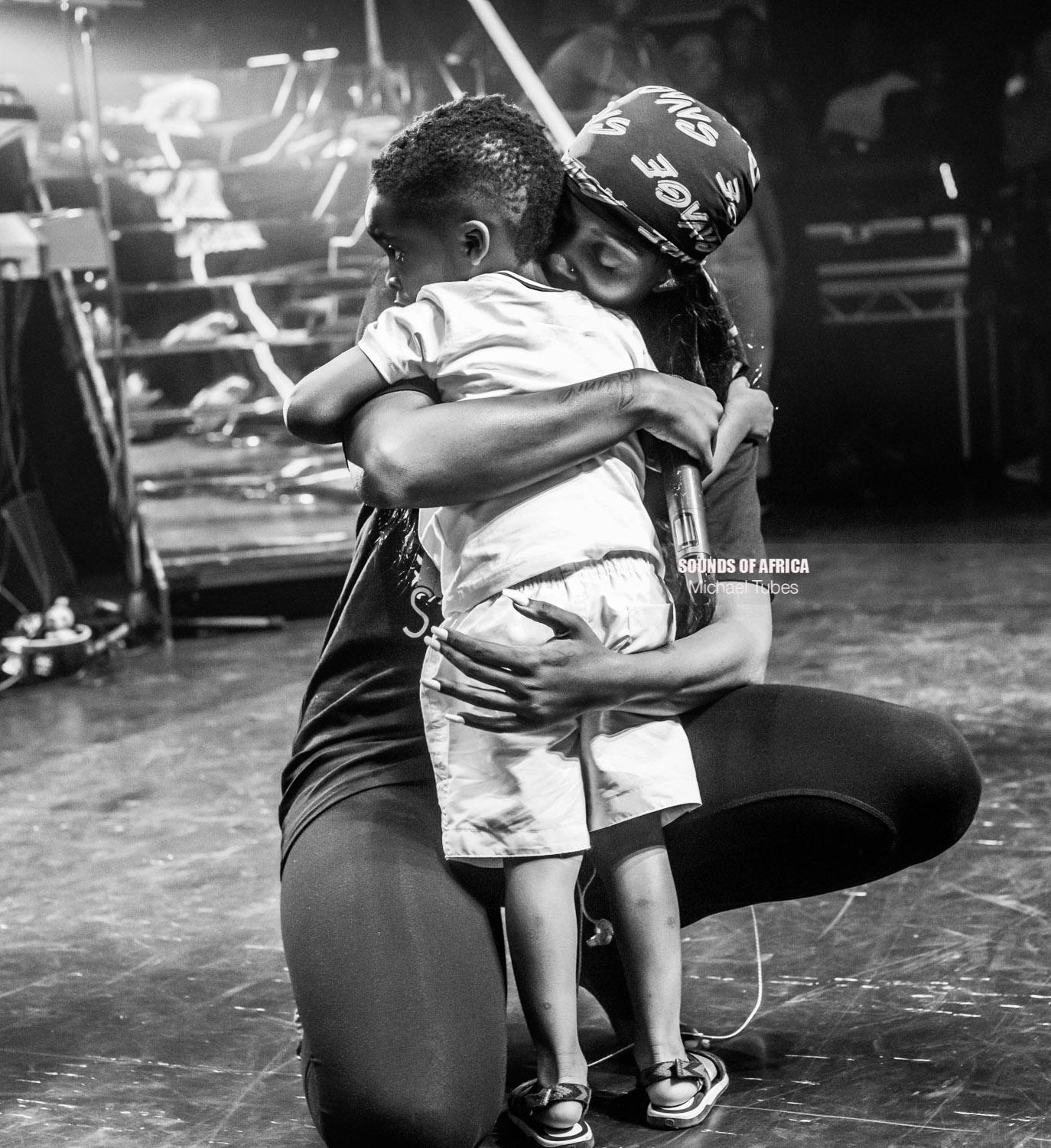 London, United Kingdom. 24th August 2018. Tiwa Savage with her son Jam Jam during soundcheck of her First Solo concert in UK. Photographed by Michael Tubes