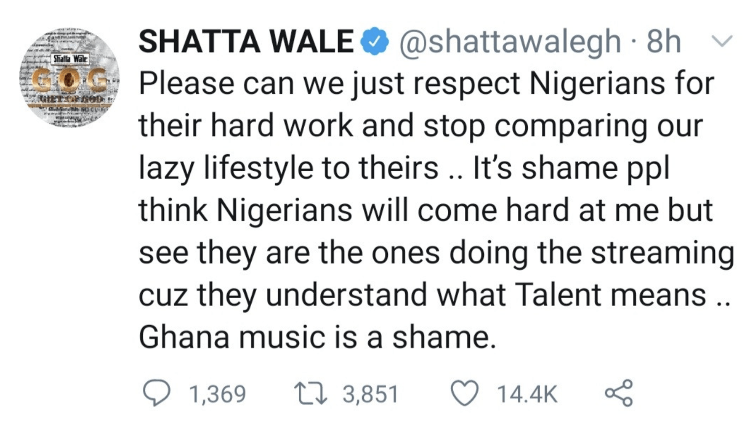 ShattaWale: Ghana Music is Shame