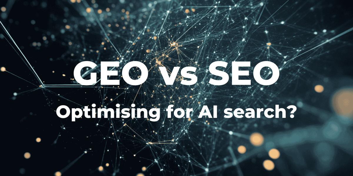  Illustration explaining the shift from SEO to GEO and how AI systems decide brand visibility through conversational search.
