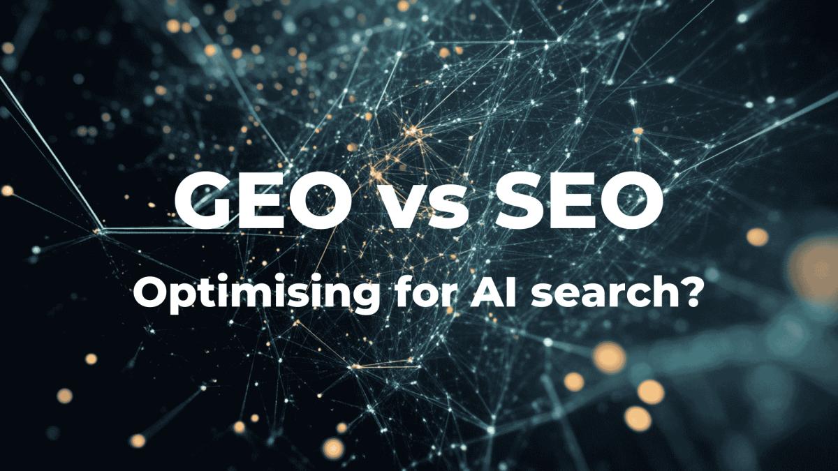 Illustration explaining the shift from SEO to GEO and how AI systems decide brand visibility through conversational search.