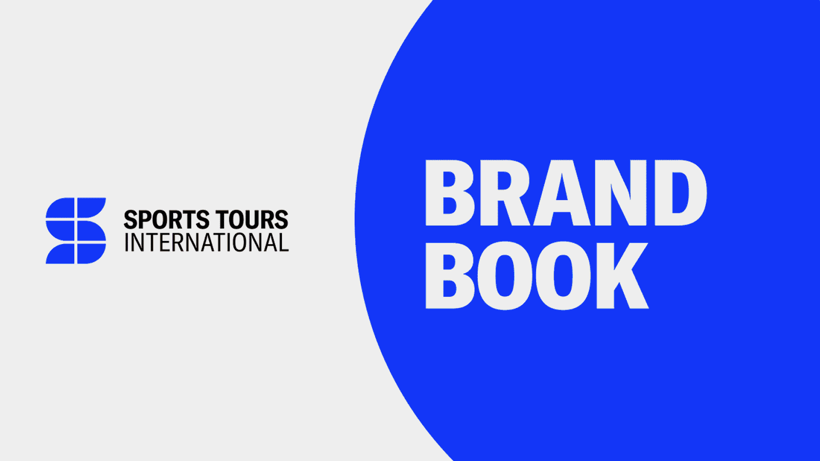 Animated pages from the Sports Tours International brand book, showing identity guidelines and campaign applications.