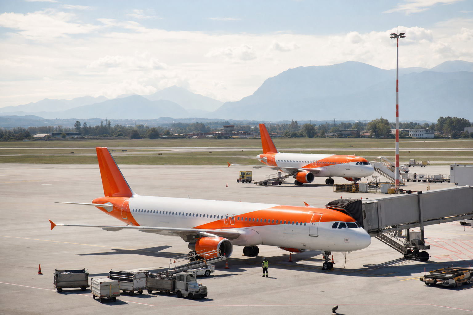 easyJet aircraft at a European airport