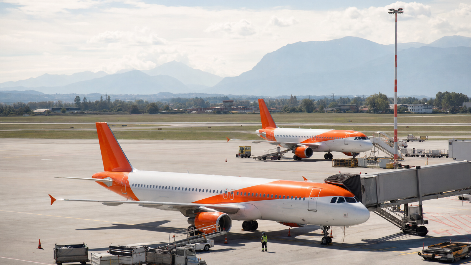 easyJet aircraft at a European airport