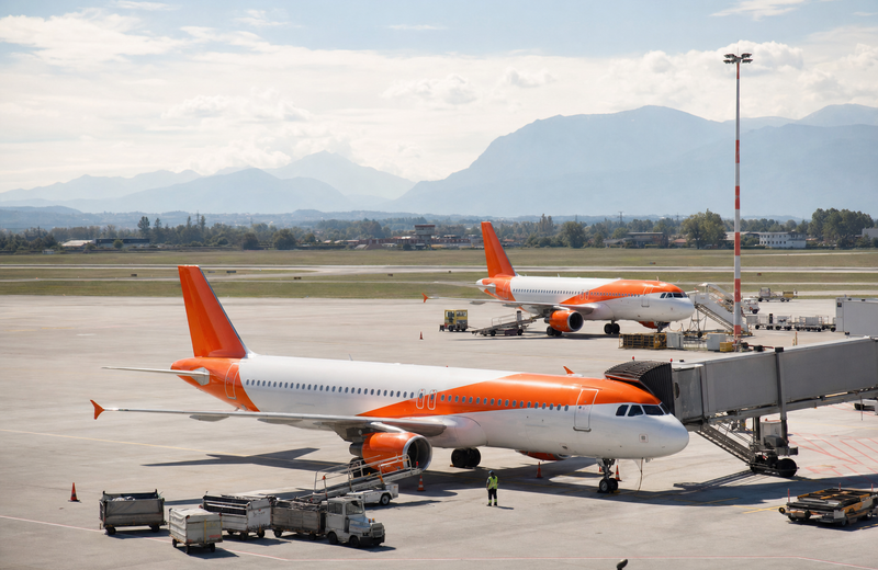 easyJet aircraft at a European airport