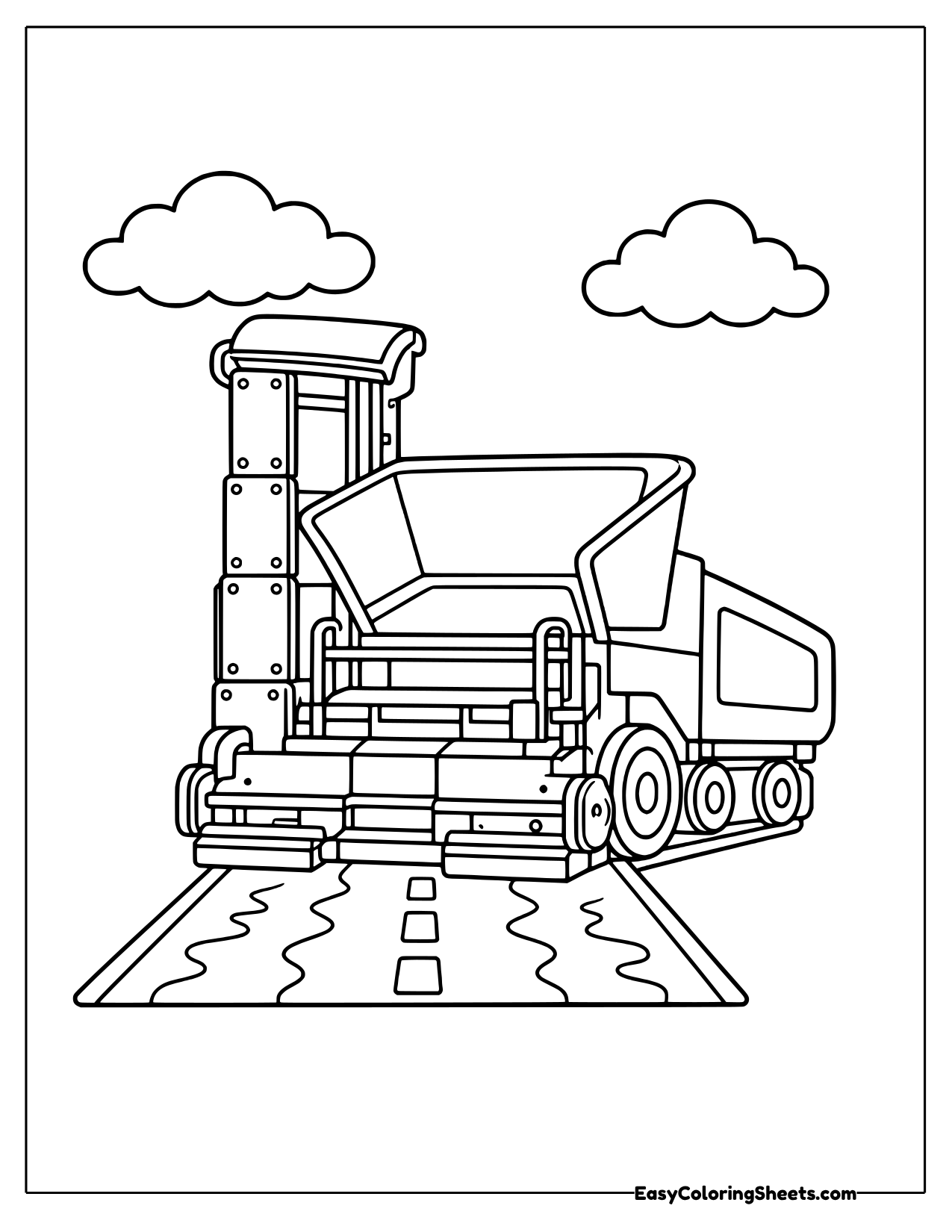 Road paver laying a fresh road