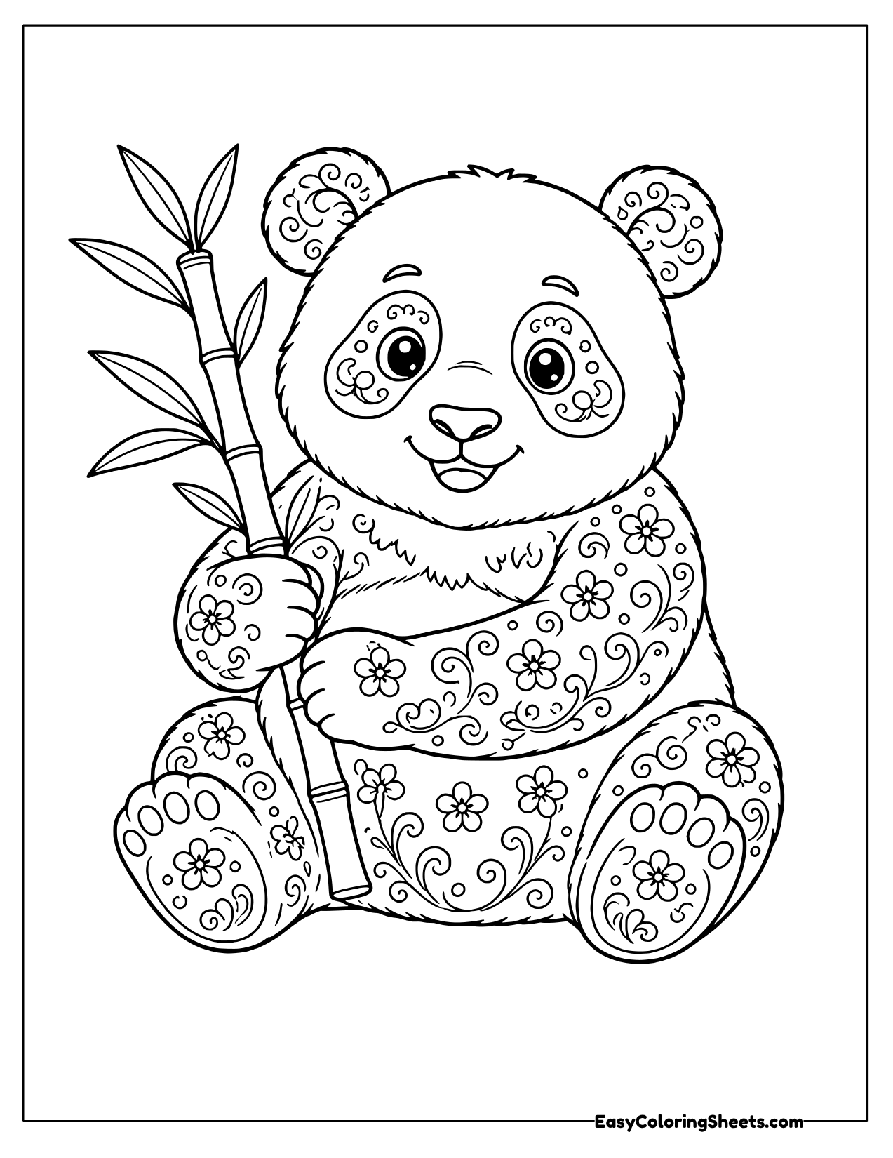 Panda covered in a flower pattern