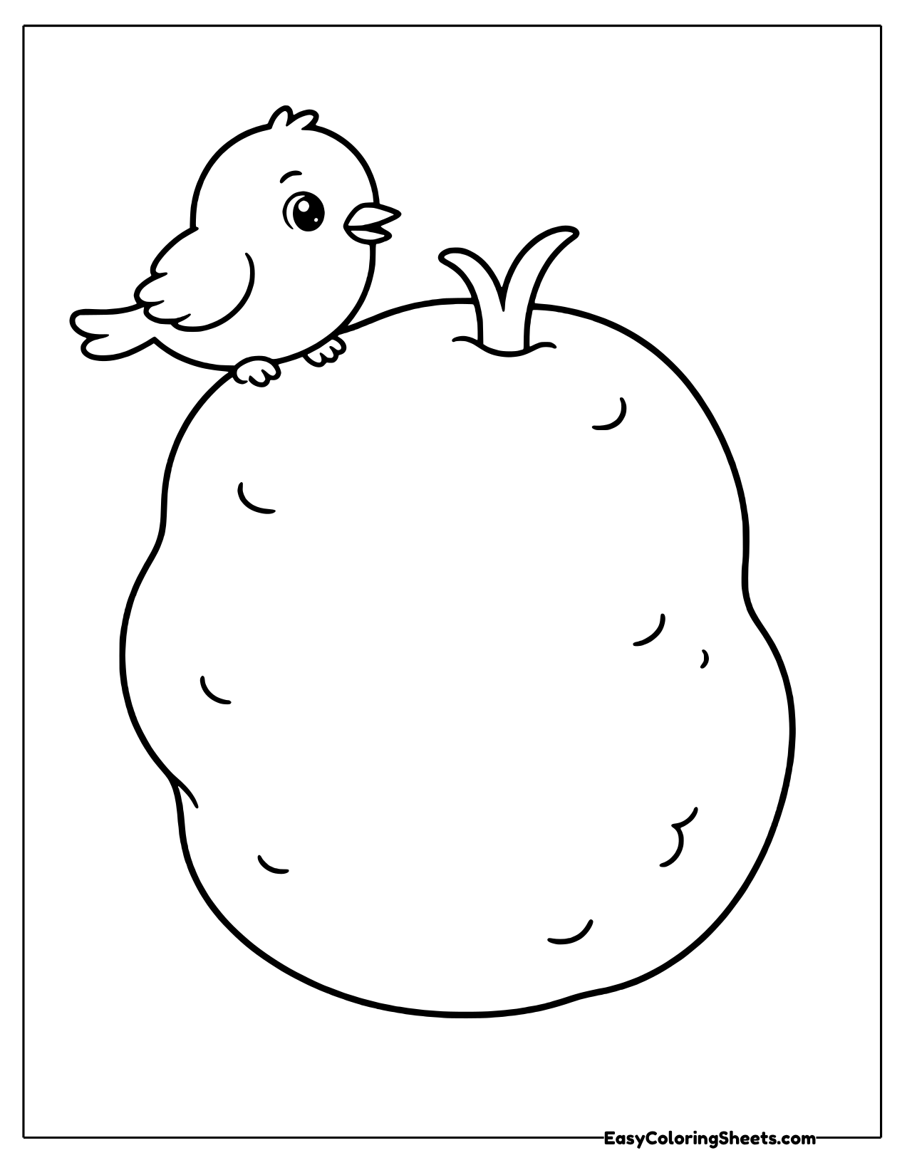Little songbird perched on a giant lumpy potato with a sprout