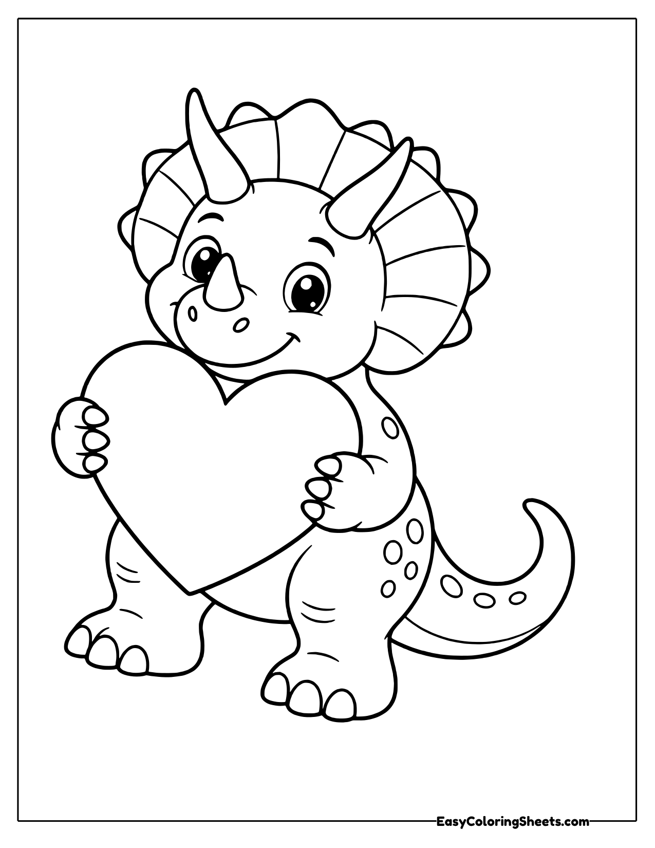 Triceratops hugging a big heart