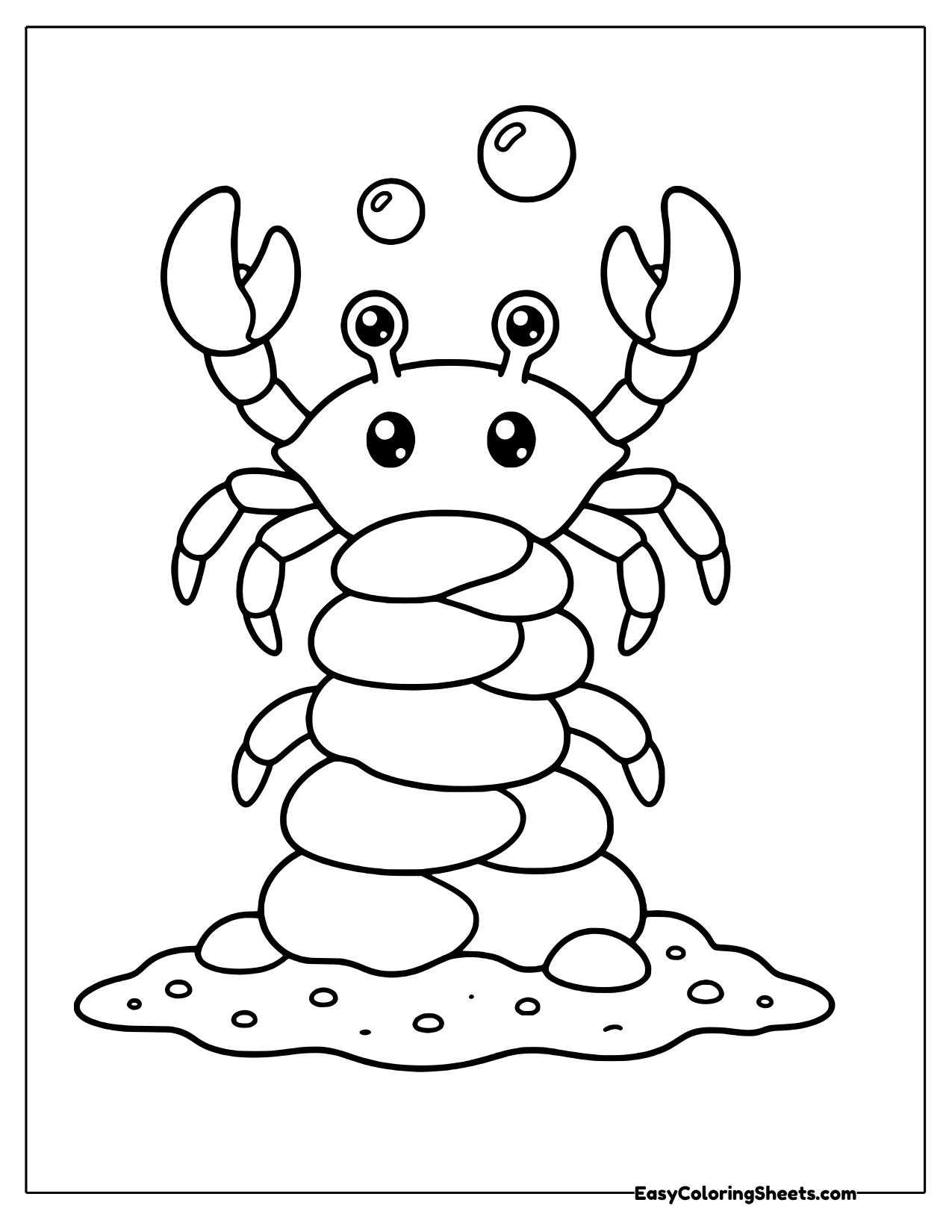 Crab climbing a tall stack of rocks