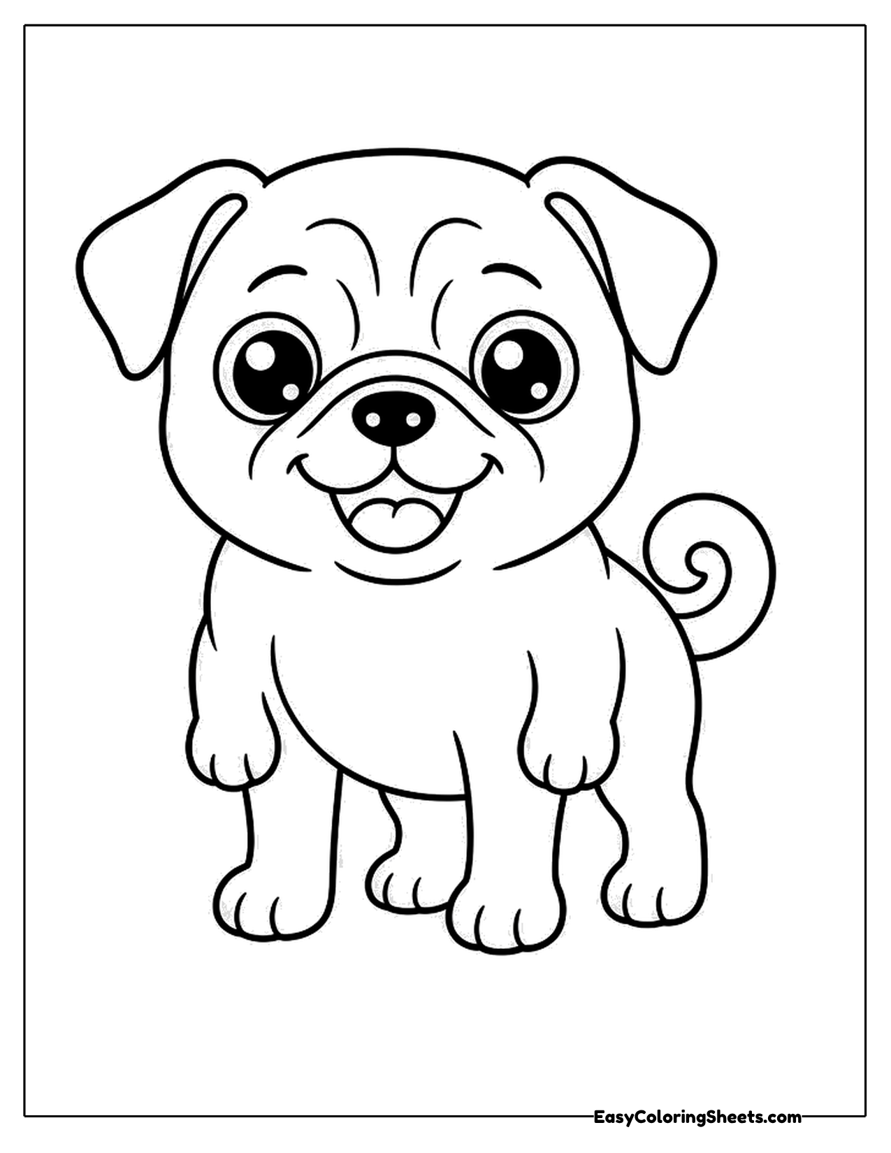 Pug puppy character standing