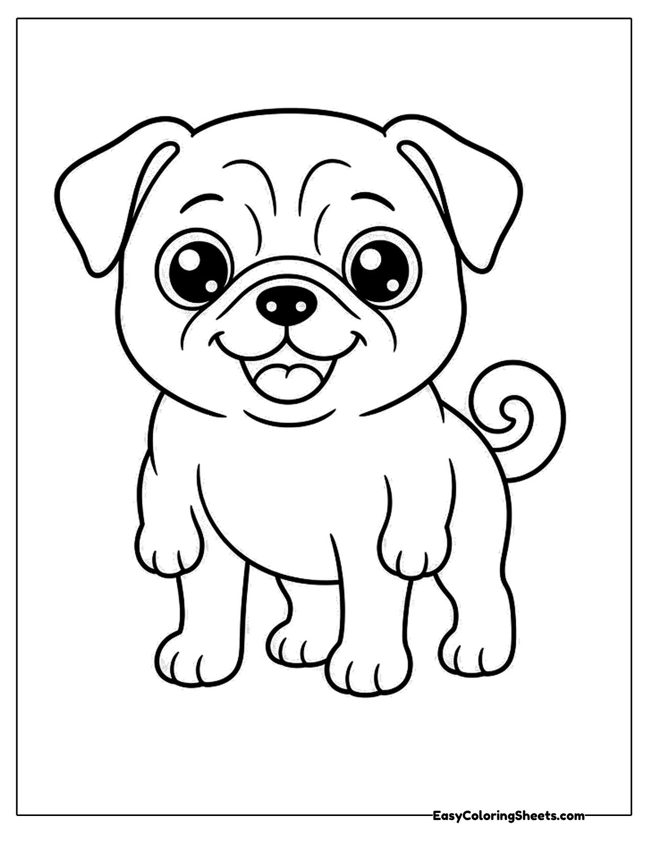 Pug puppy character standing