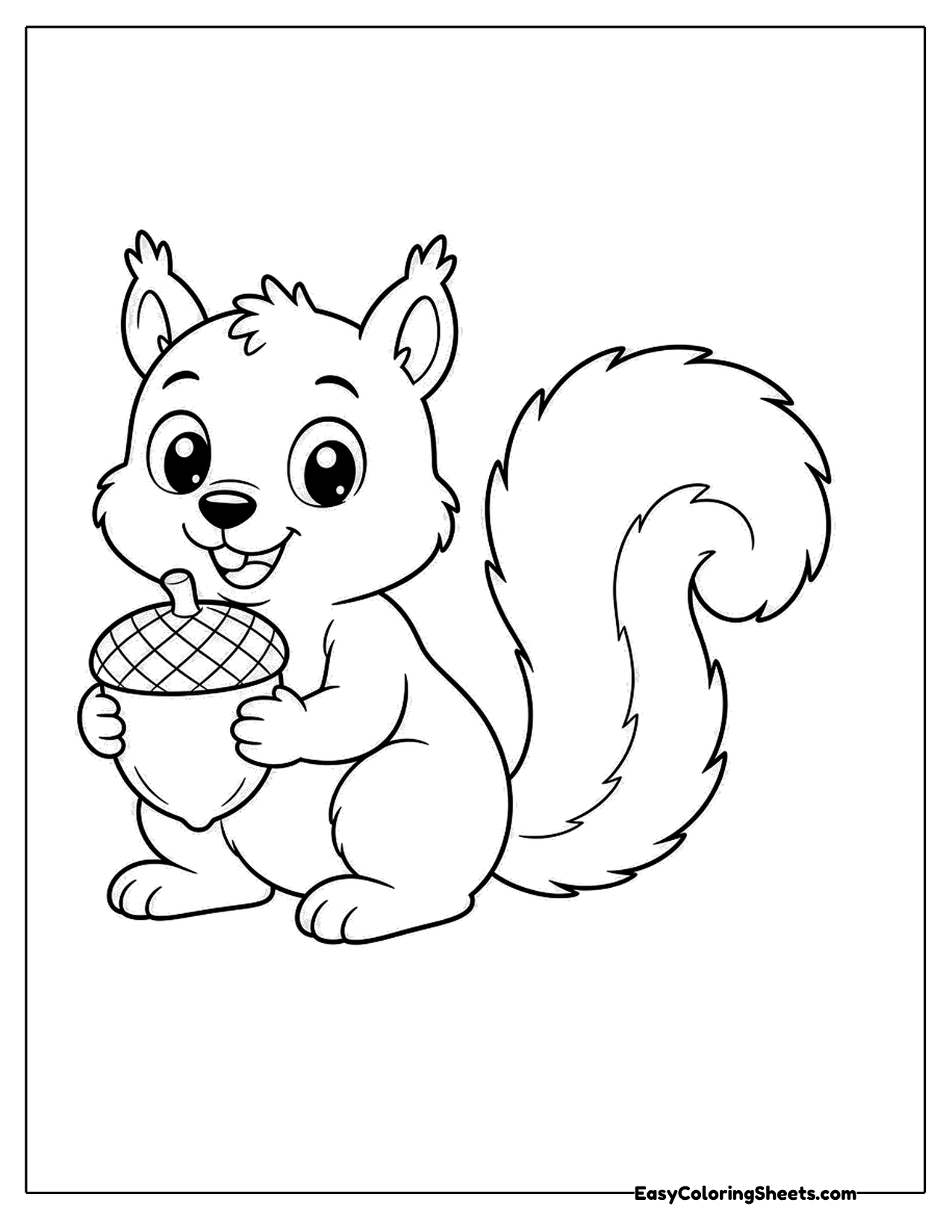 Cute squirrel holding an acorn