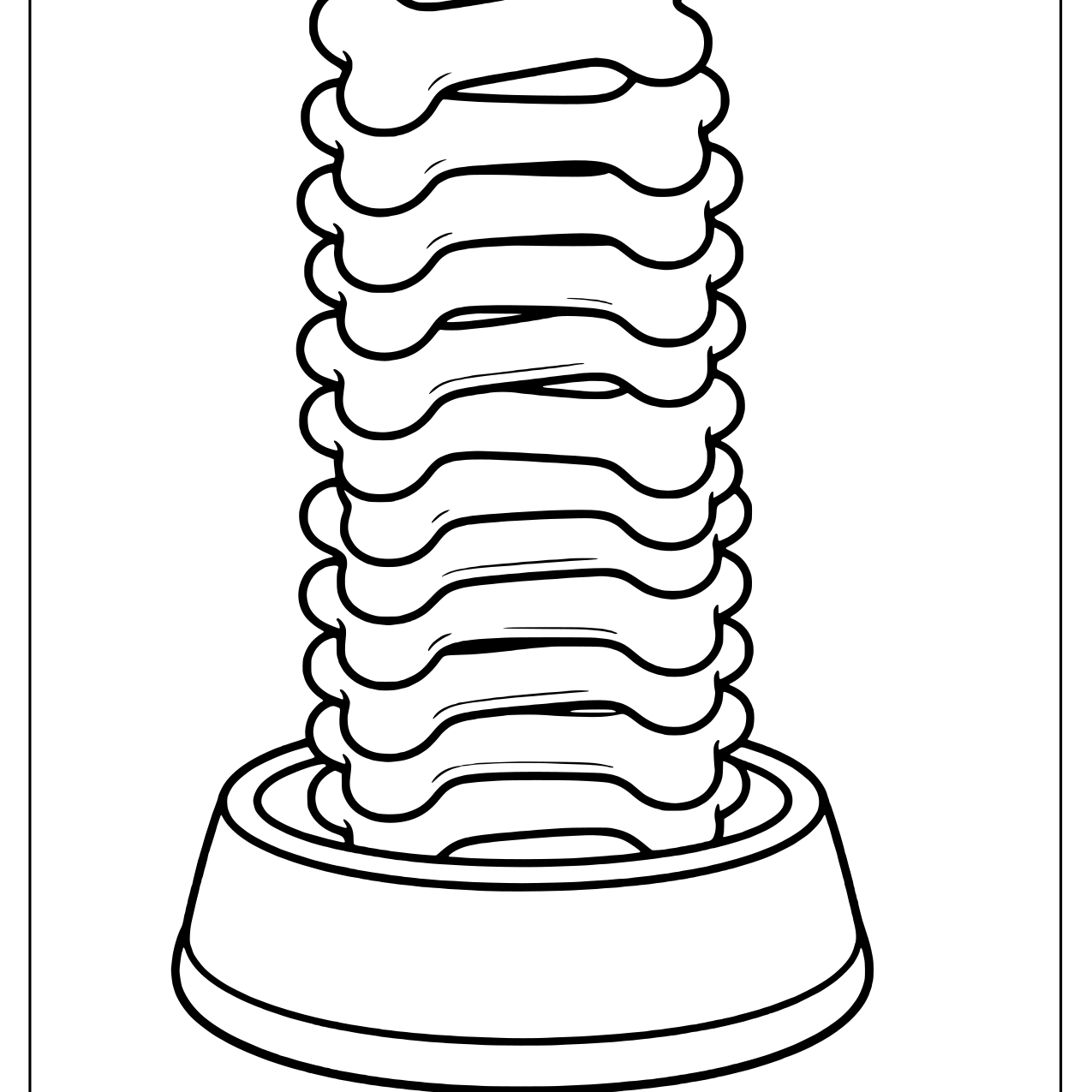 Tall tower of bone shaped dog treats in a bowl