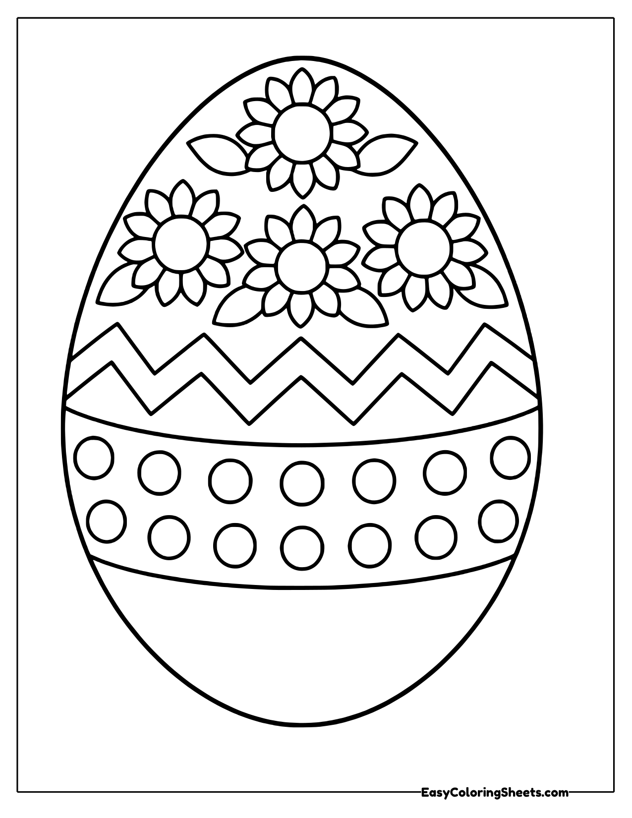 Easter egg template with sunflowers and dots