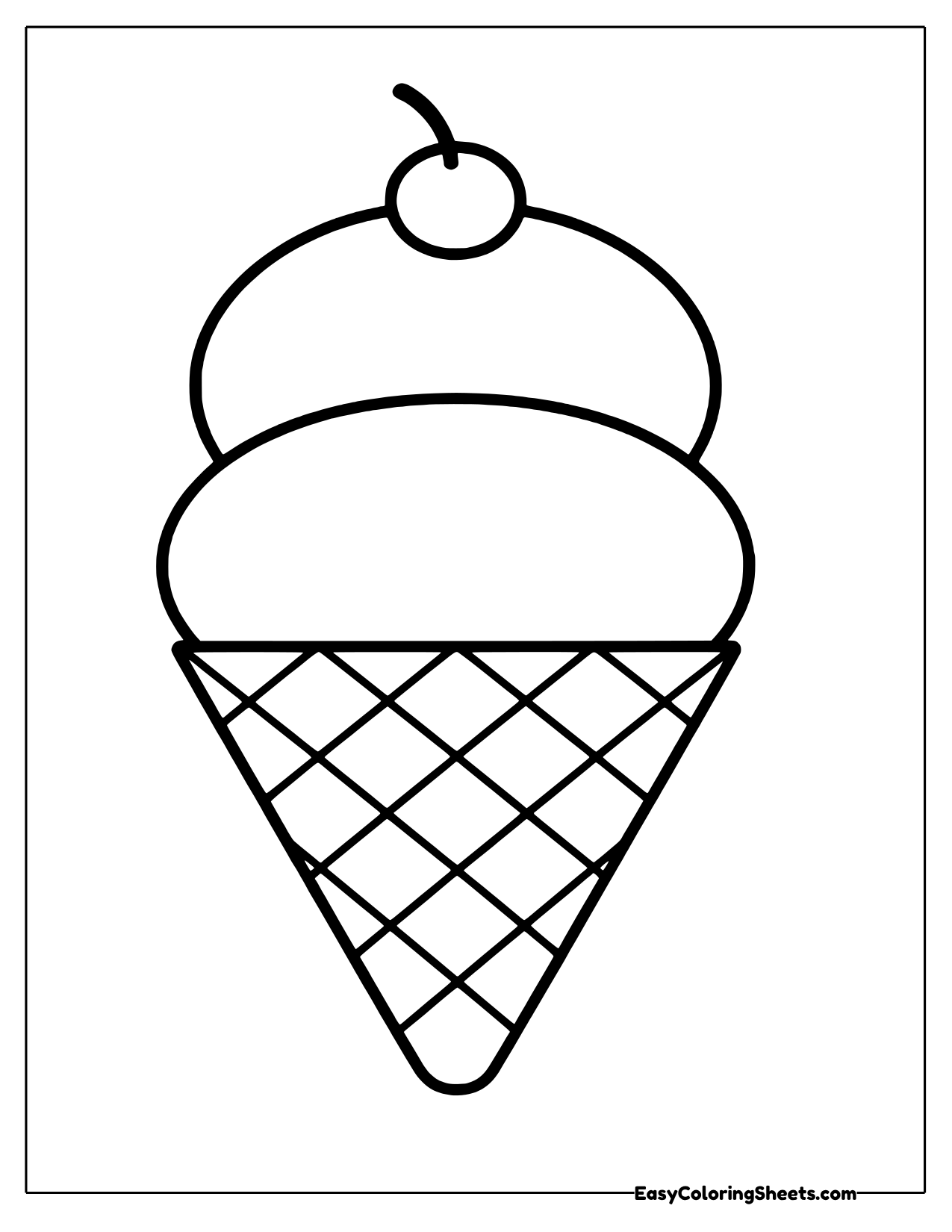 Ice cream cone built from circle scoops, a cherry and a triangle cone
