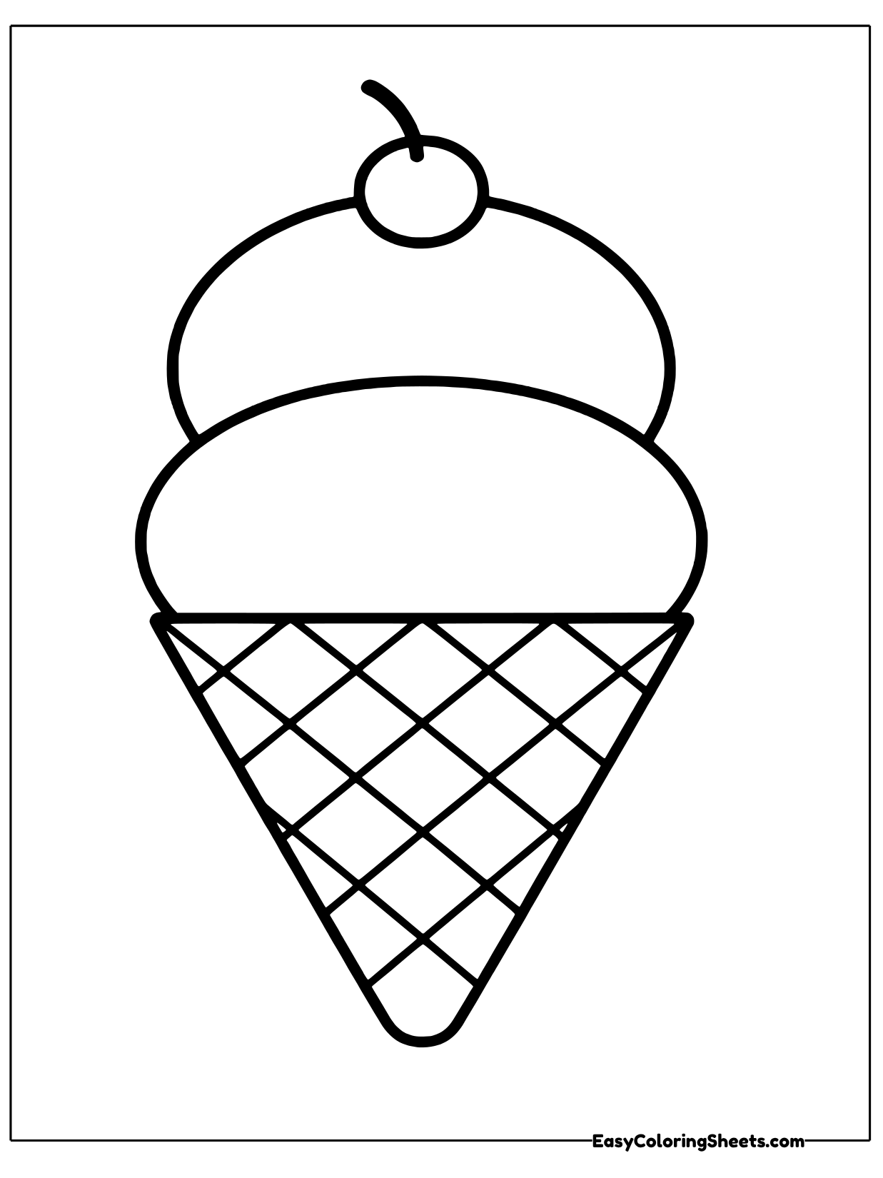 This ice cream cone is a picture made of basic shapes.