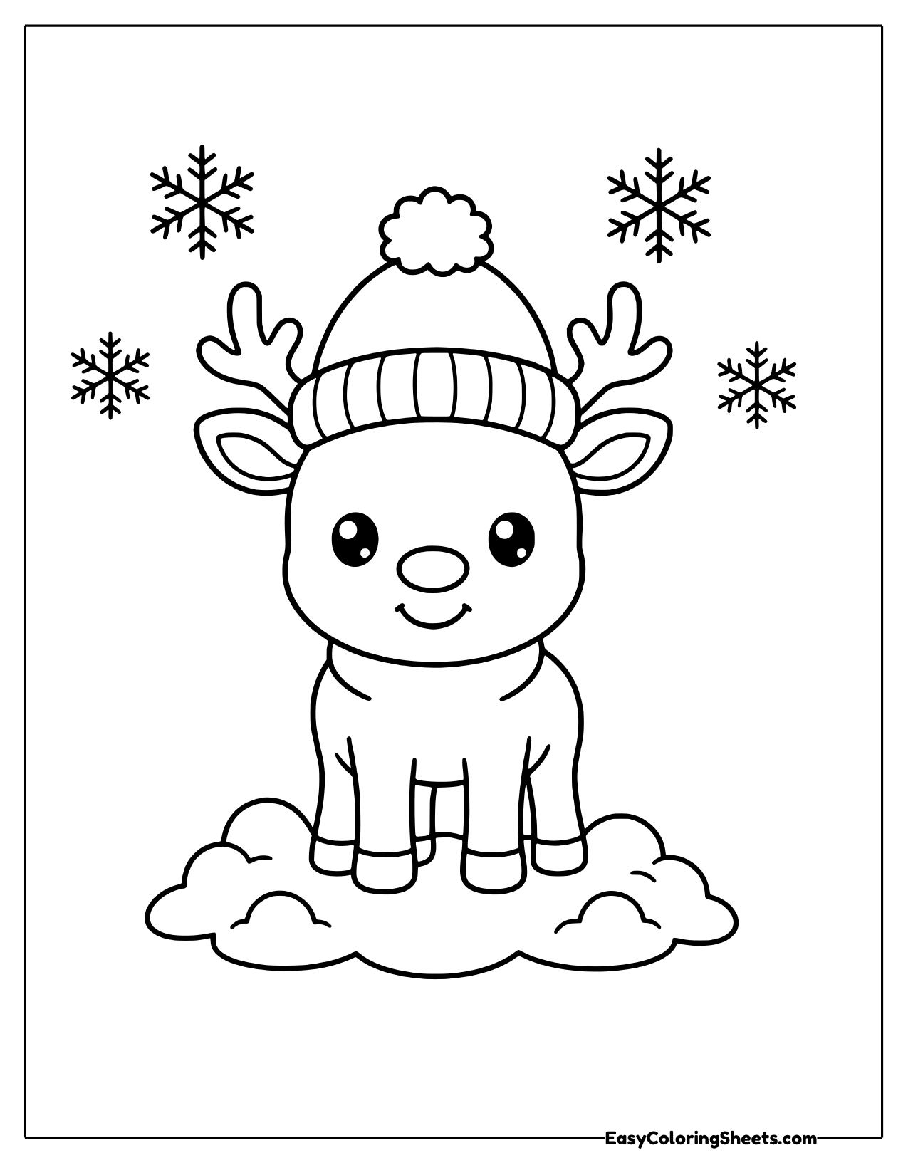 Reindeer wearing a pom pom winter hat