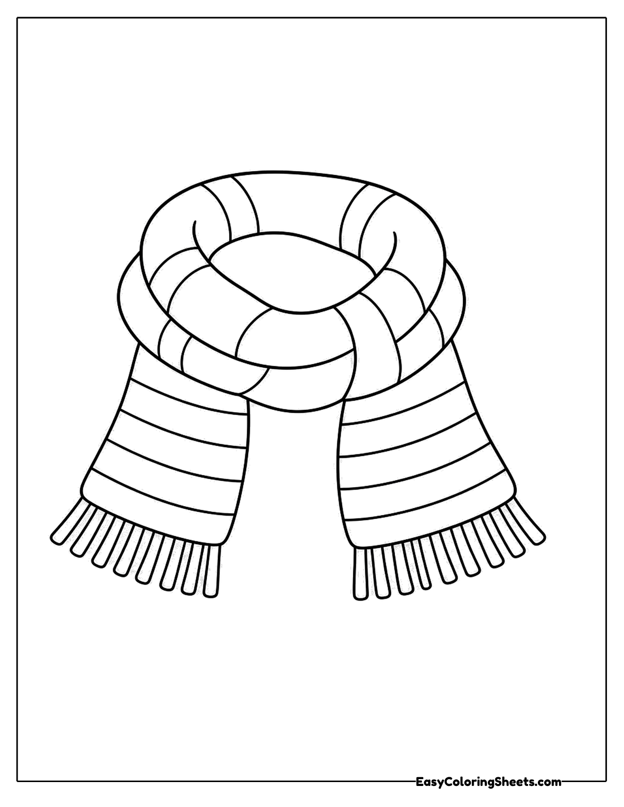 Cozy striped scarf looped loosely with fringed ends