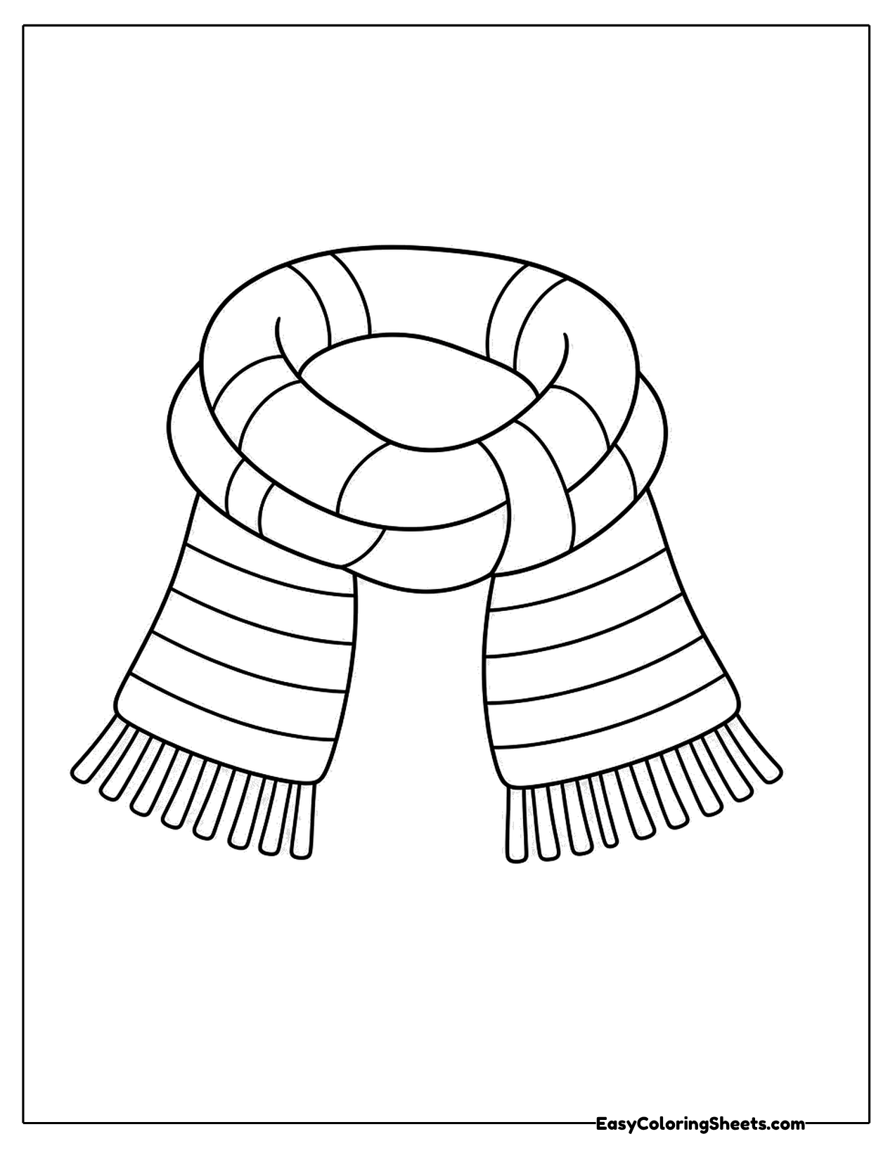 Cozy striped scarf looped loosely with fringed ends