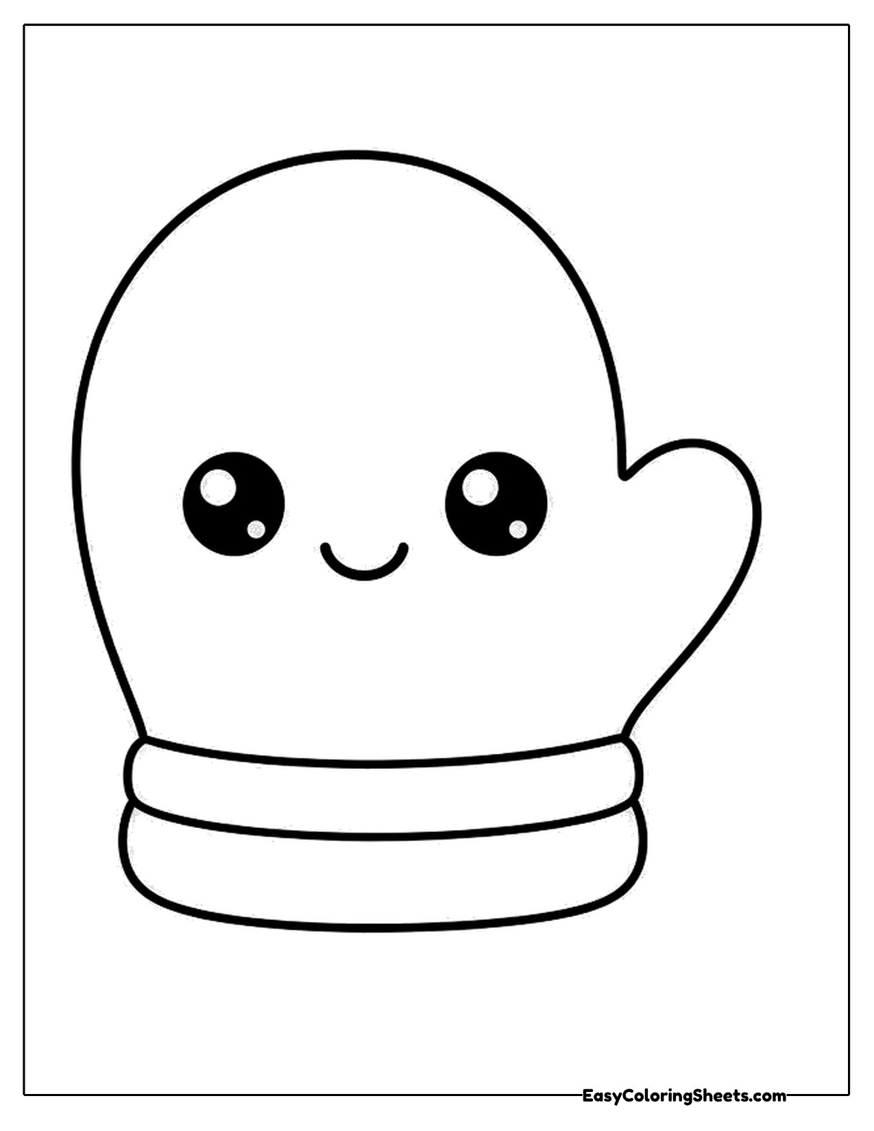 Smiling mitten character with a cuff
