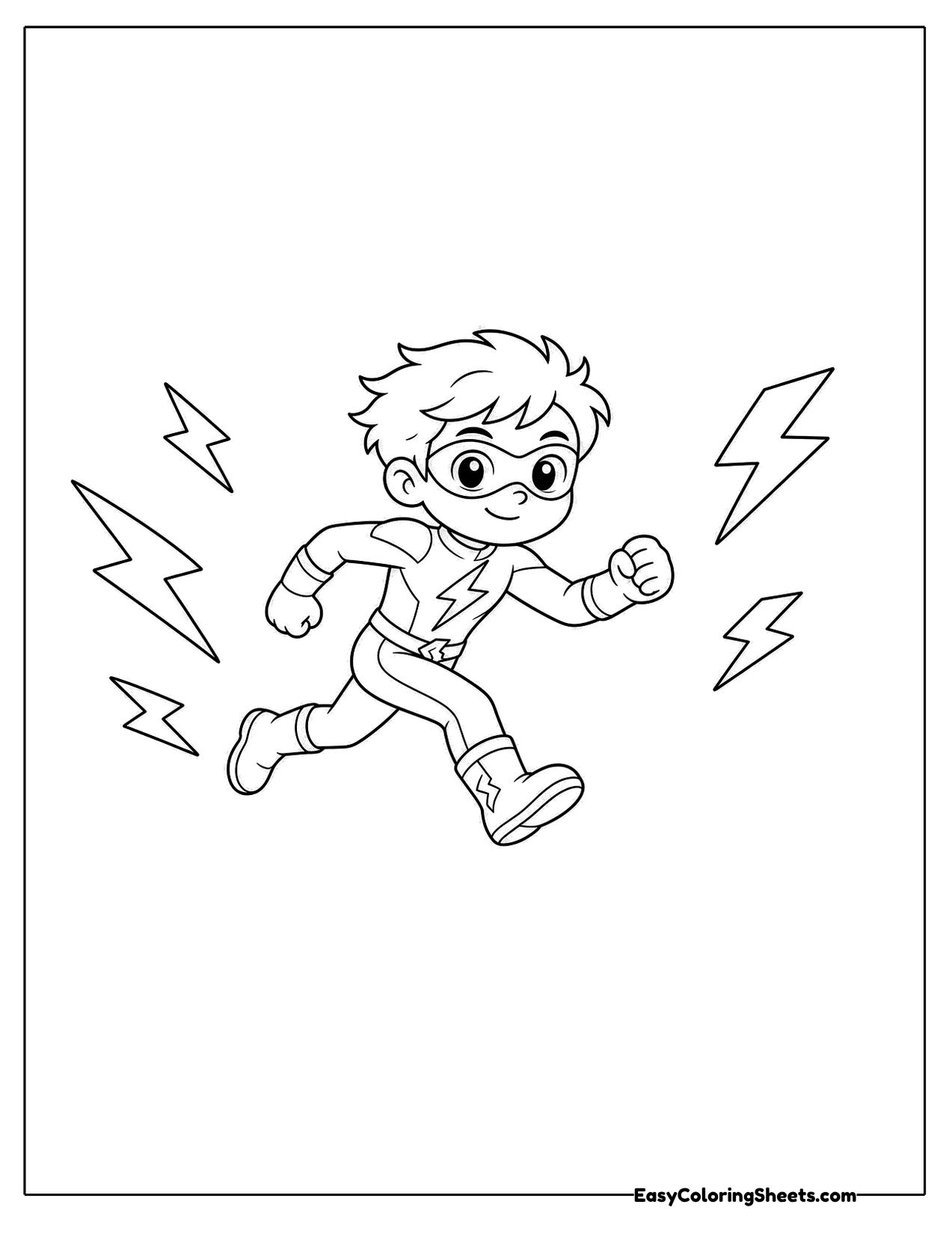 Lightning fast hero surrounded by zigzag bolts