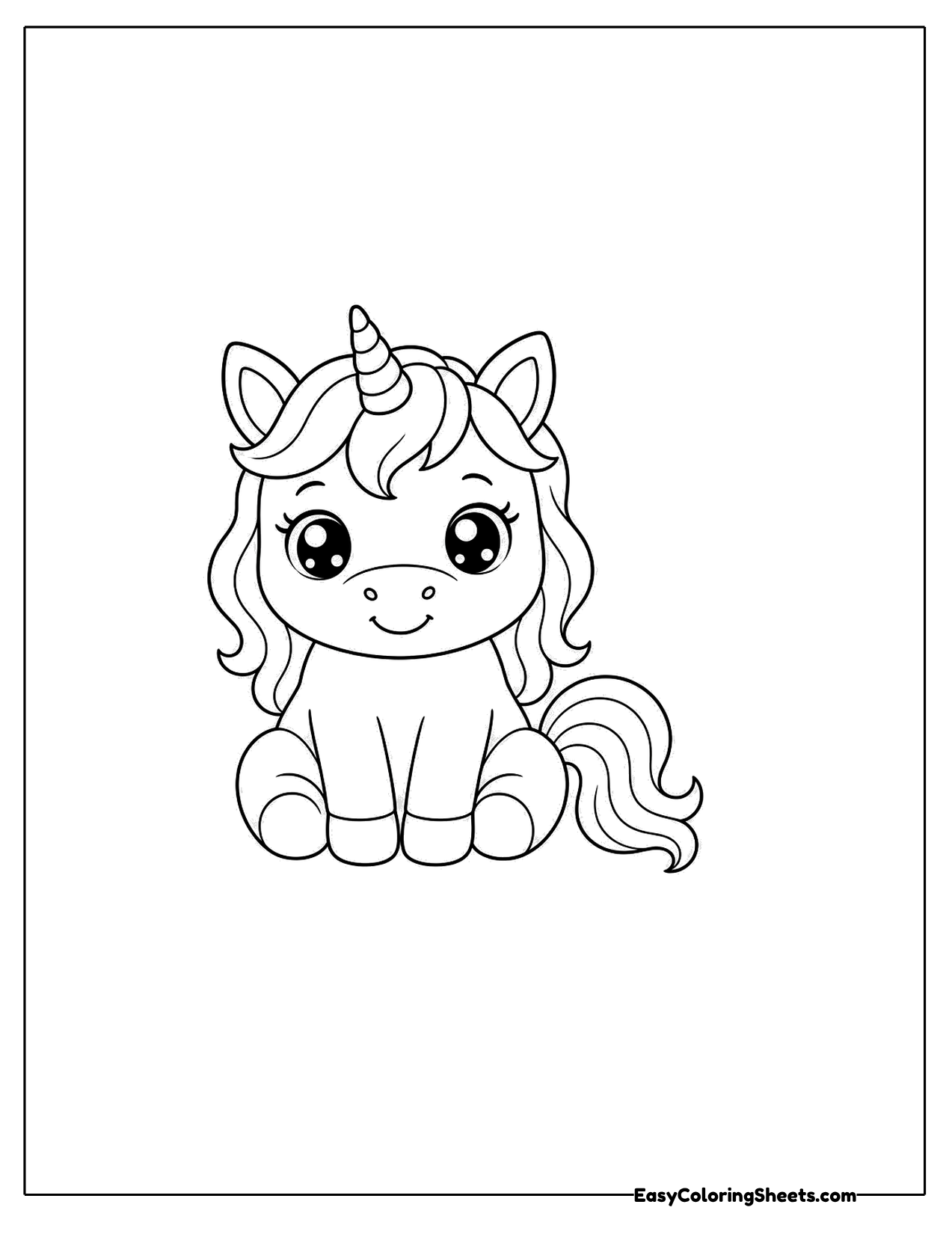 Small unicorn sitting down