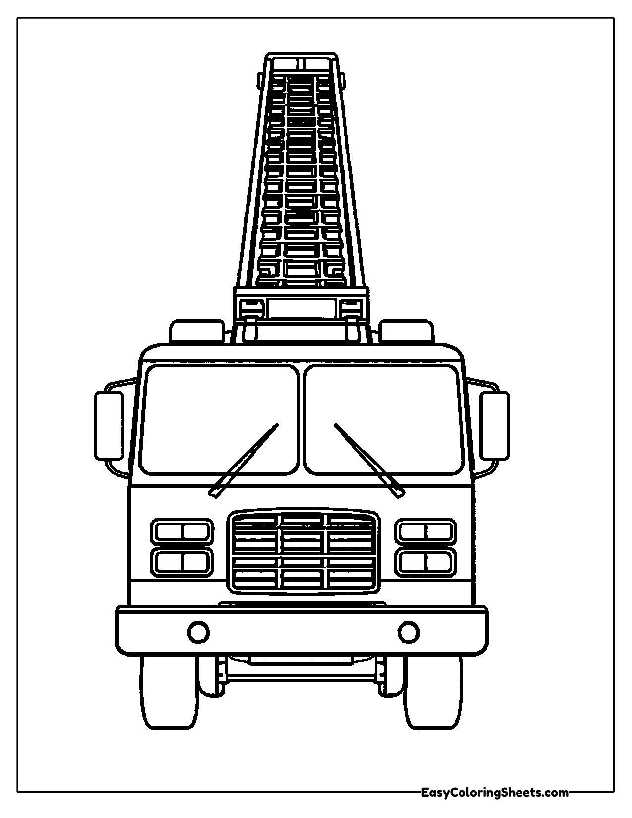 Fire truck with a tall ladder