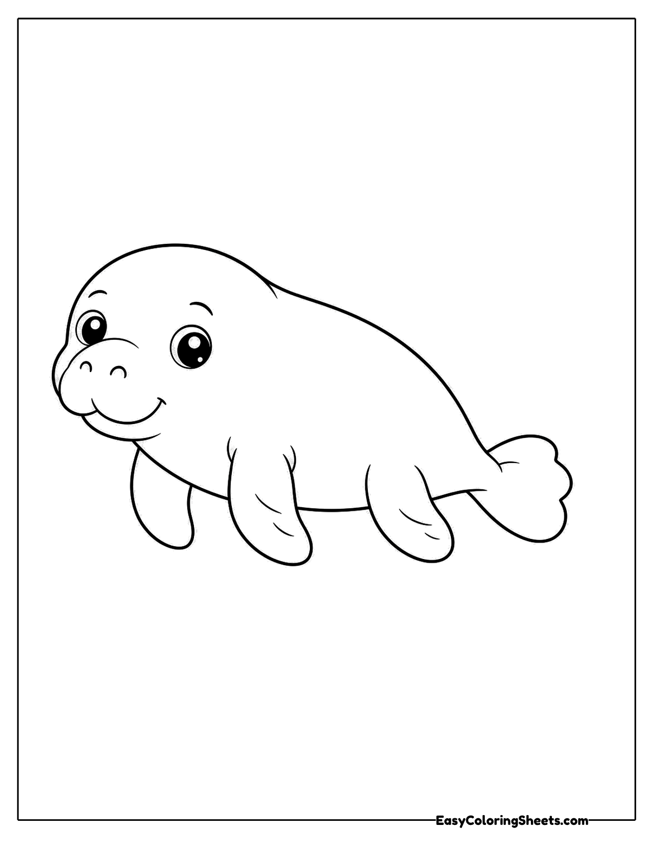 Baby manatee floating in side view
