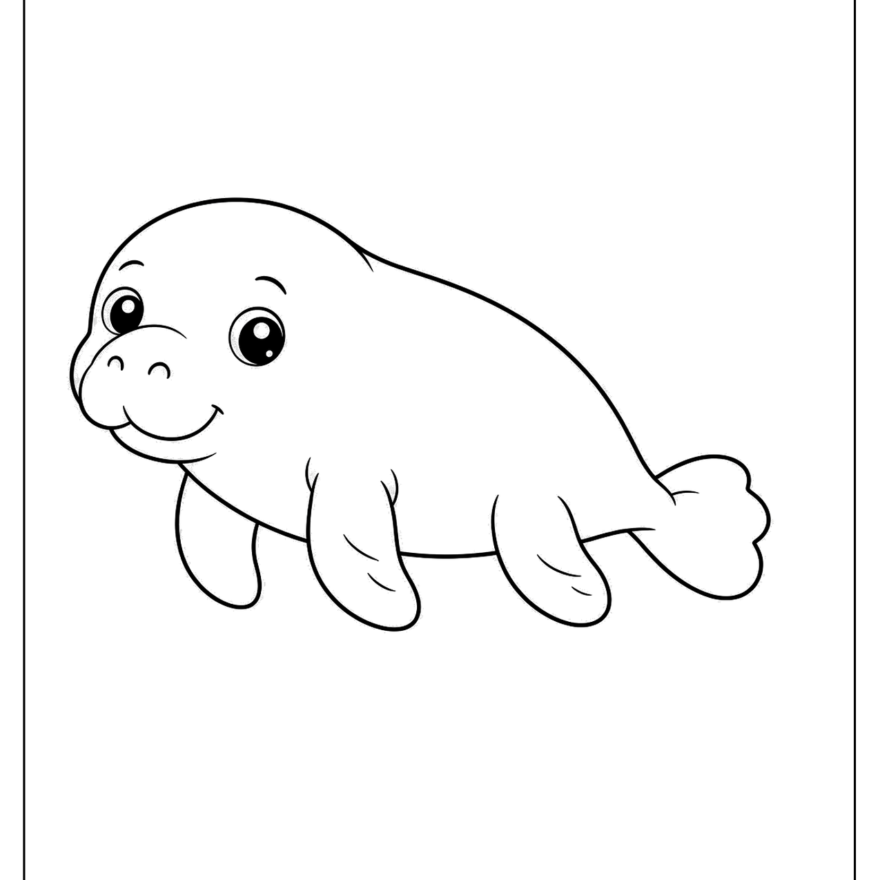 Baby manatee floating in side view