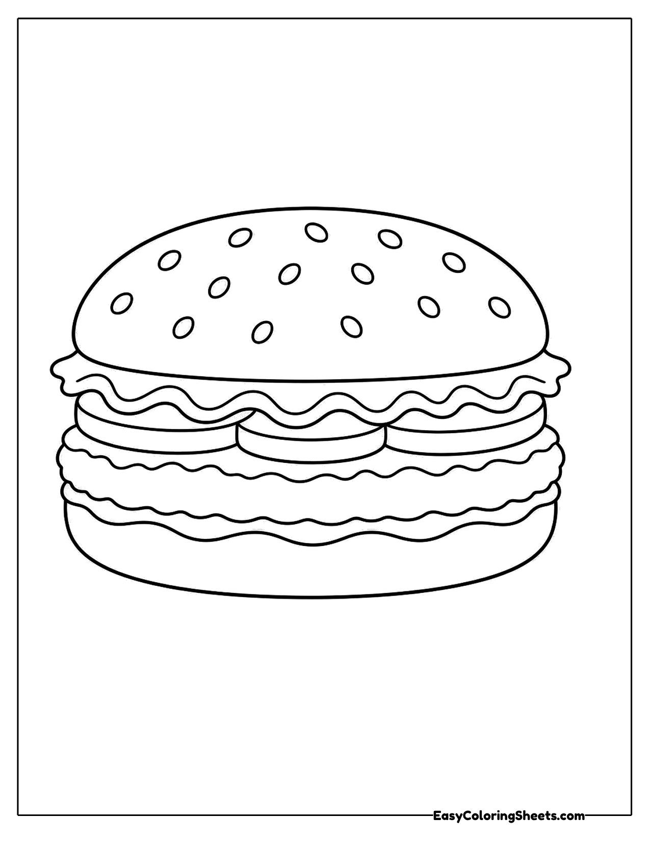 Simple hamburger with lettuce and a sesame bun