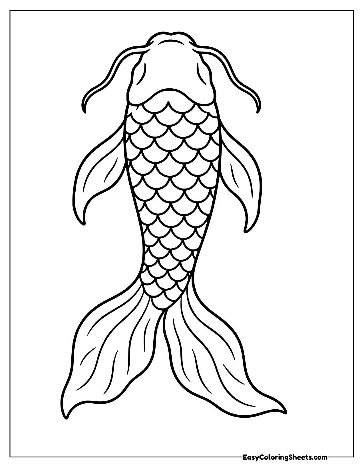Koi swimming straight up with a flowing tail