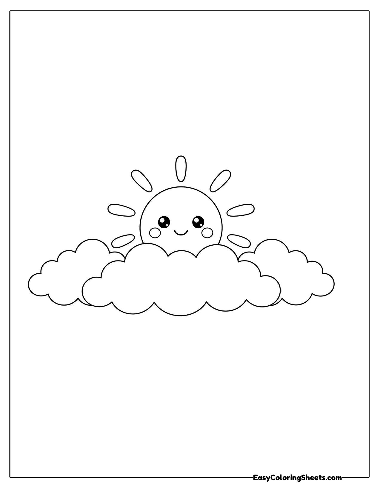 Sun peeking over fluffy clouds