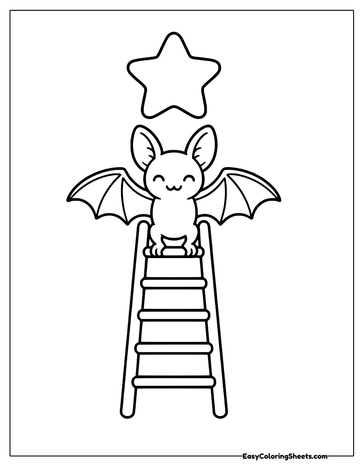 Bat climbing a ladder toward a star
