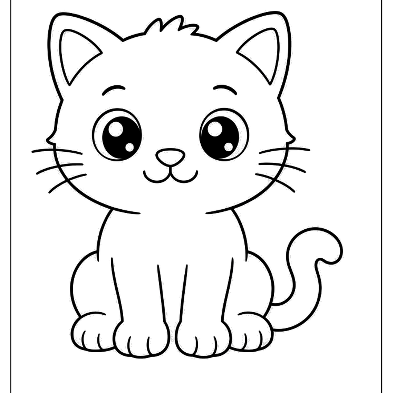 Cute kitten sitting with big shiny eyes