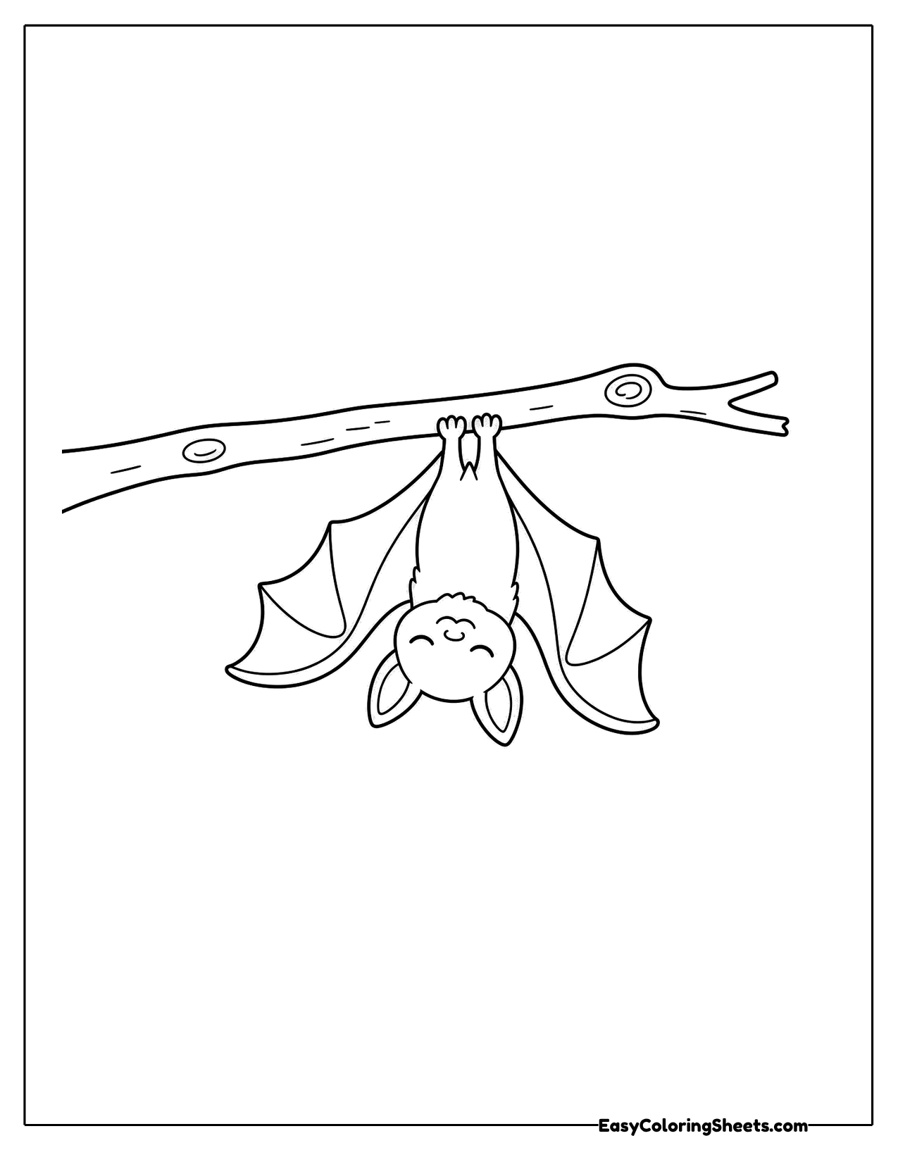 Small bat hanging from a long branch