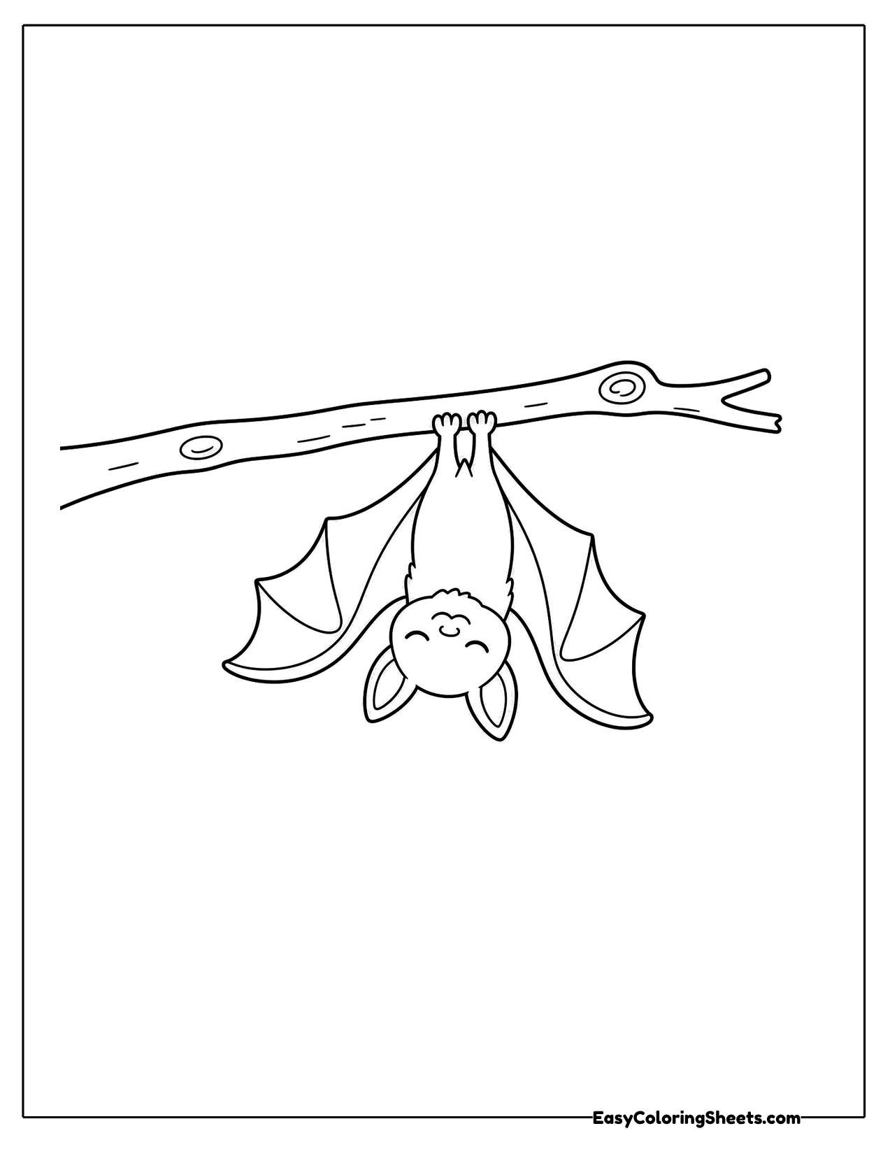 Small bat hanging from a long branch