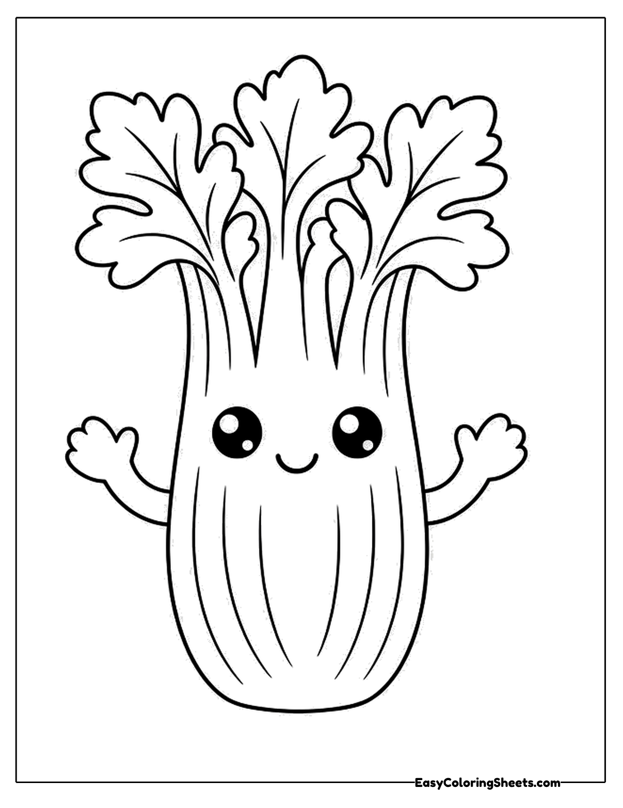 Cute celery character waving its hands