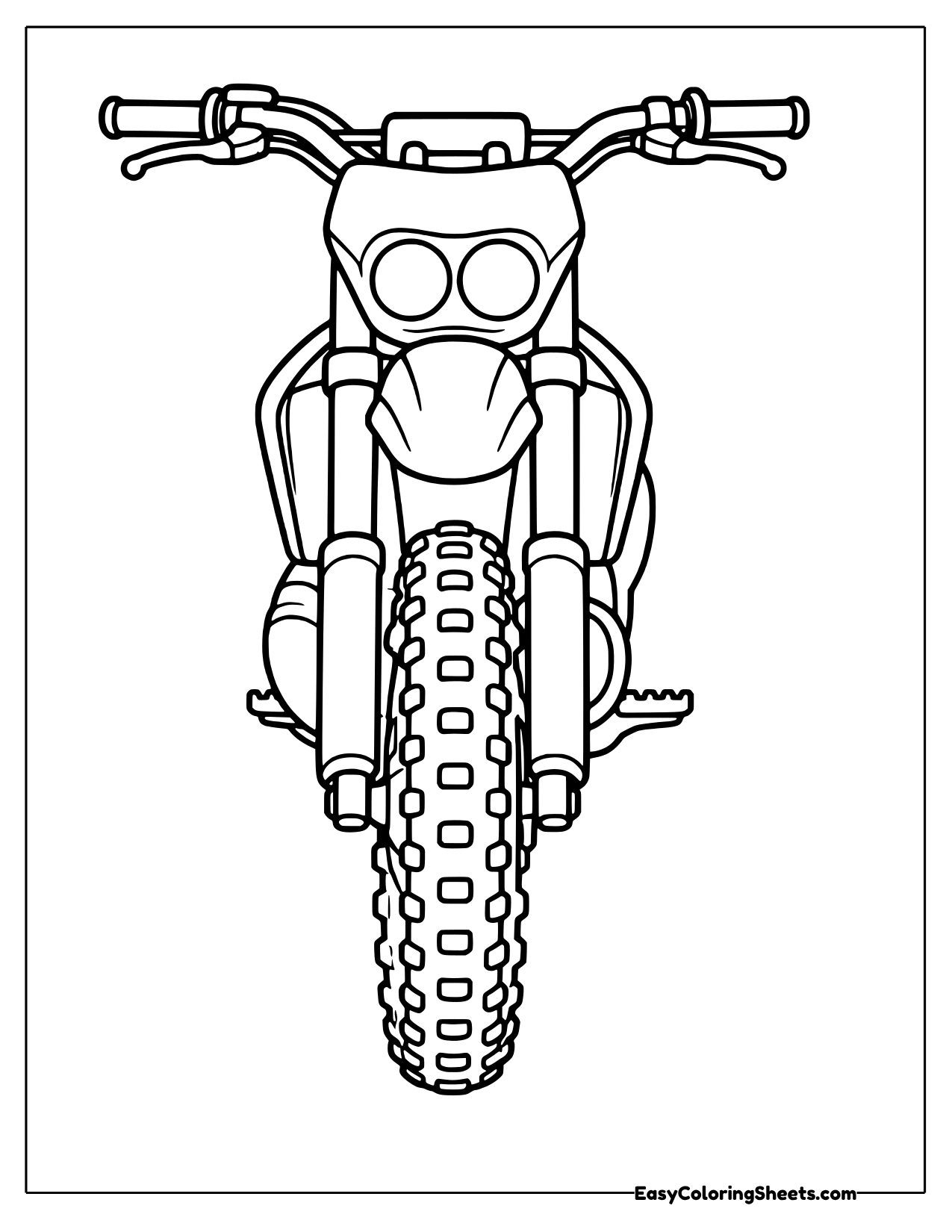 Dirt bike seen straight from the front