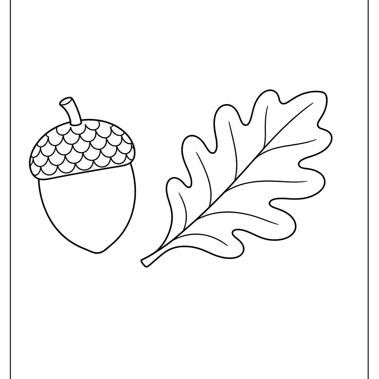 Single acorn next to an oak leaf