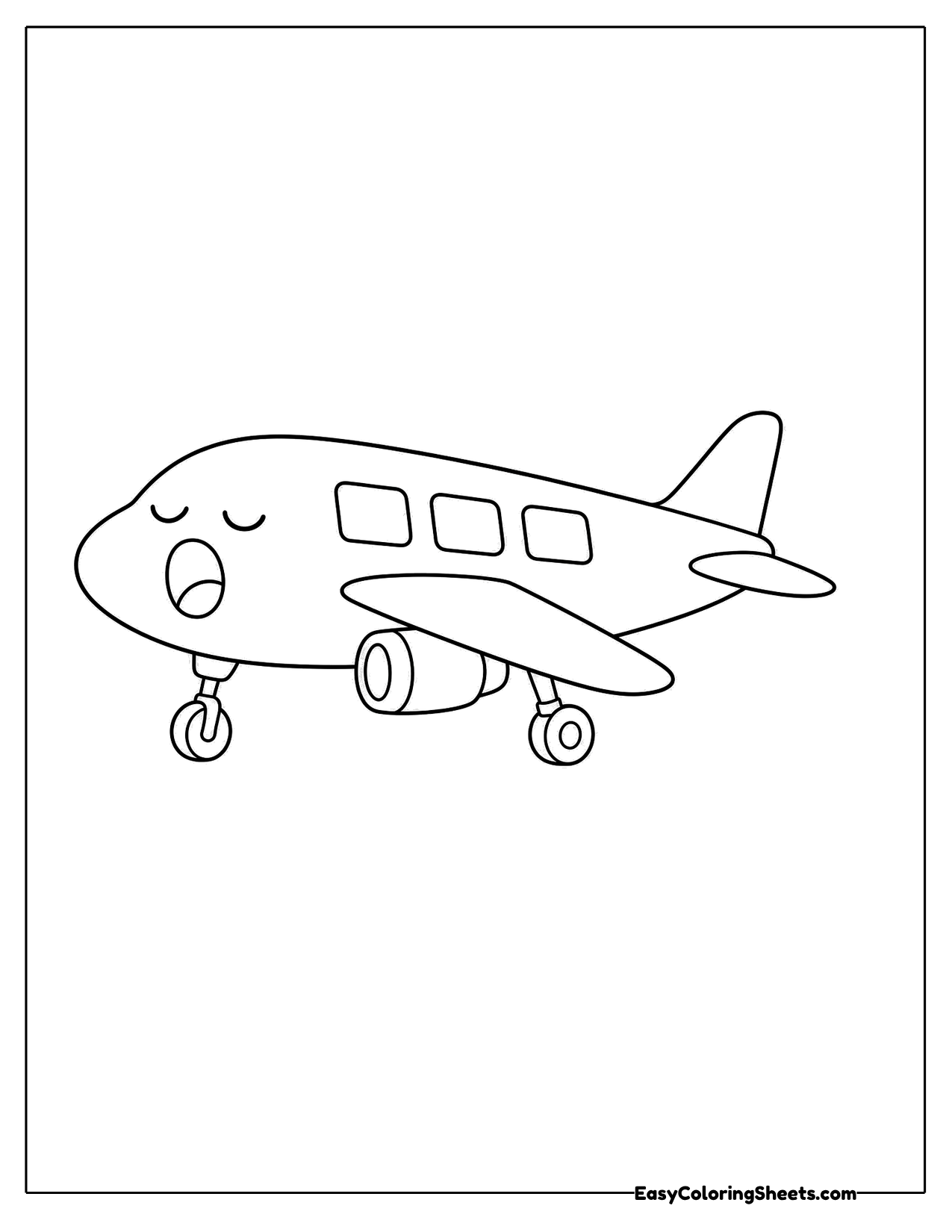 Yawning airplane with sleepy eyes