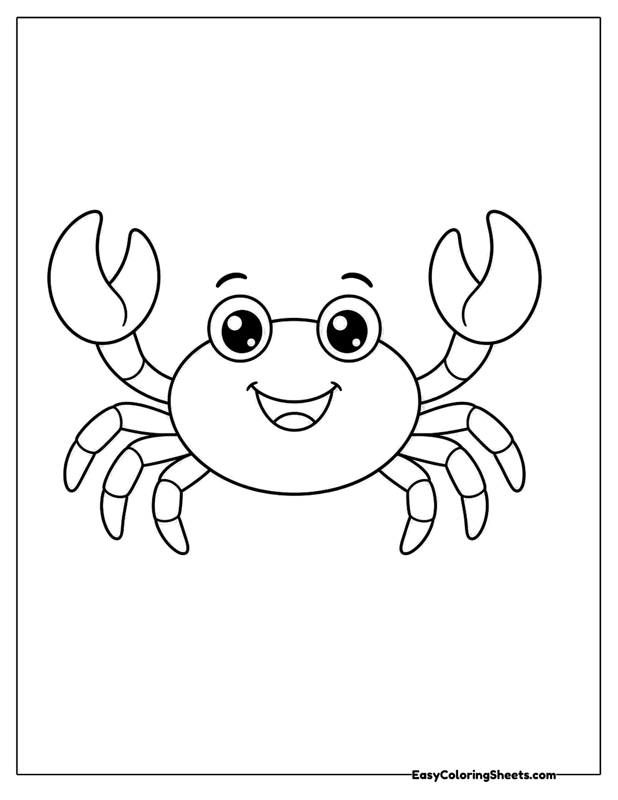 Smiling beach crab with raised claws